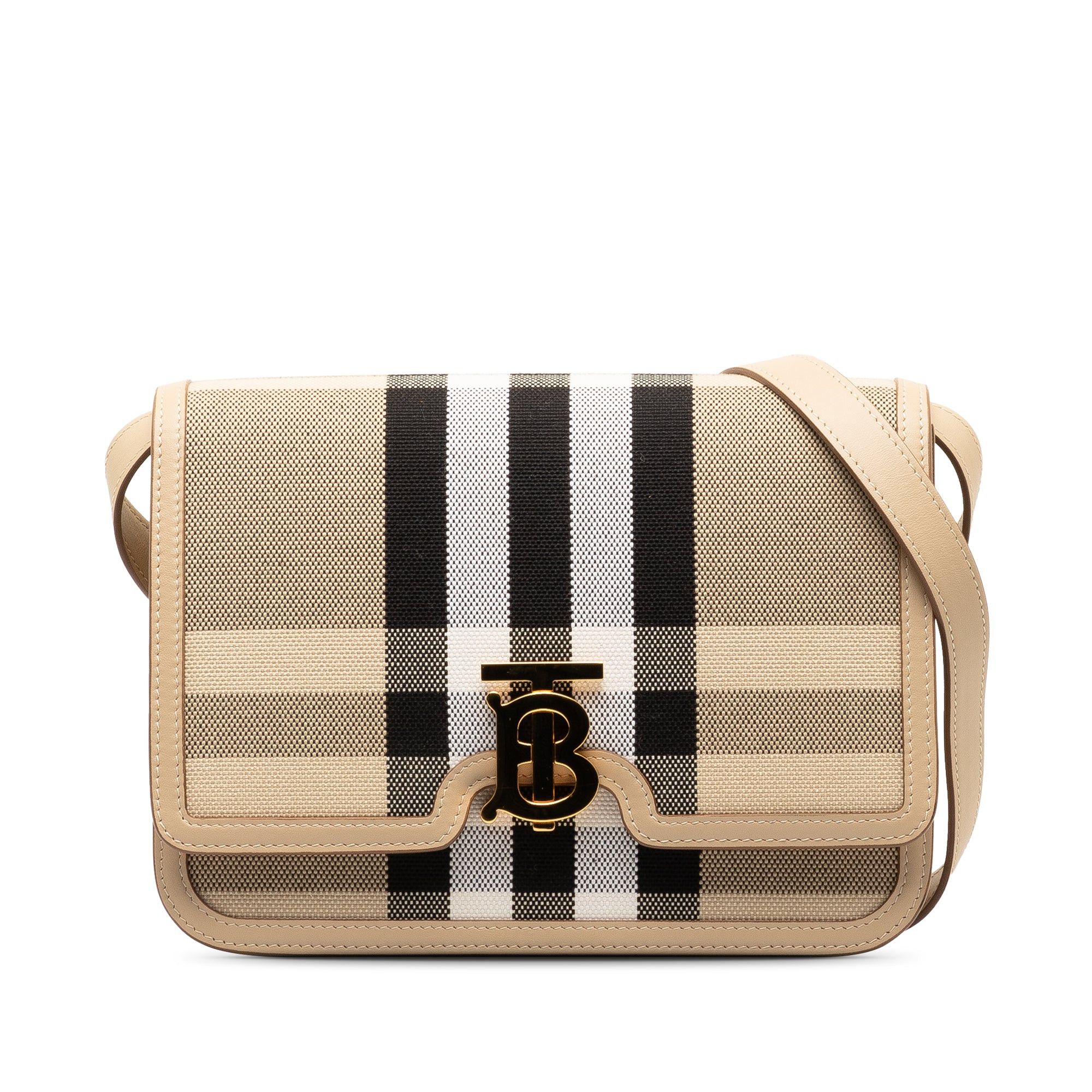 image of Burberry Canvas Check Tb Crossbody Crossbody Bag in Brown, Women's