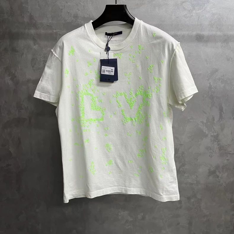 Louis Vuitton White monogrammed Logo Embroidered Crew Neck