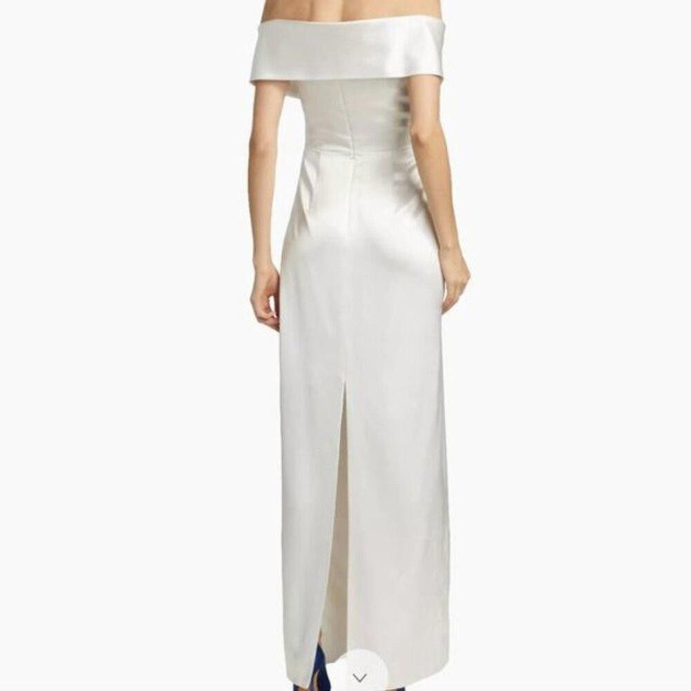 Designer NWT Brandon Maxwell Bridal Silk Off-The-Shoulder Gown Size S / US 4 / IT 40 - 5 Thumbnail