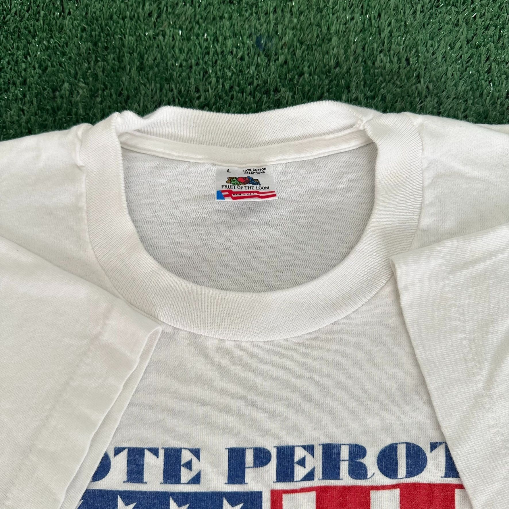 Fruit Of The Loom Vintage 90s Ross Perot Campaign T-Shirt 1992 Political Tee Size US L / EU 52-54 / 3 - 5 Thumbnail