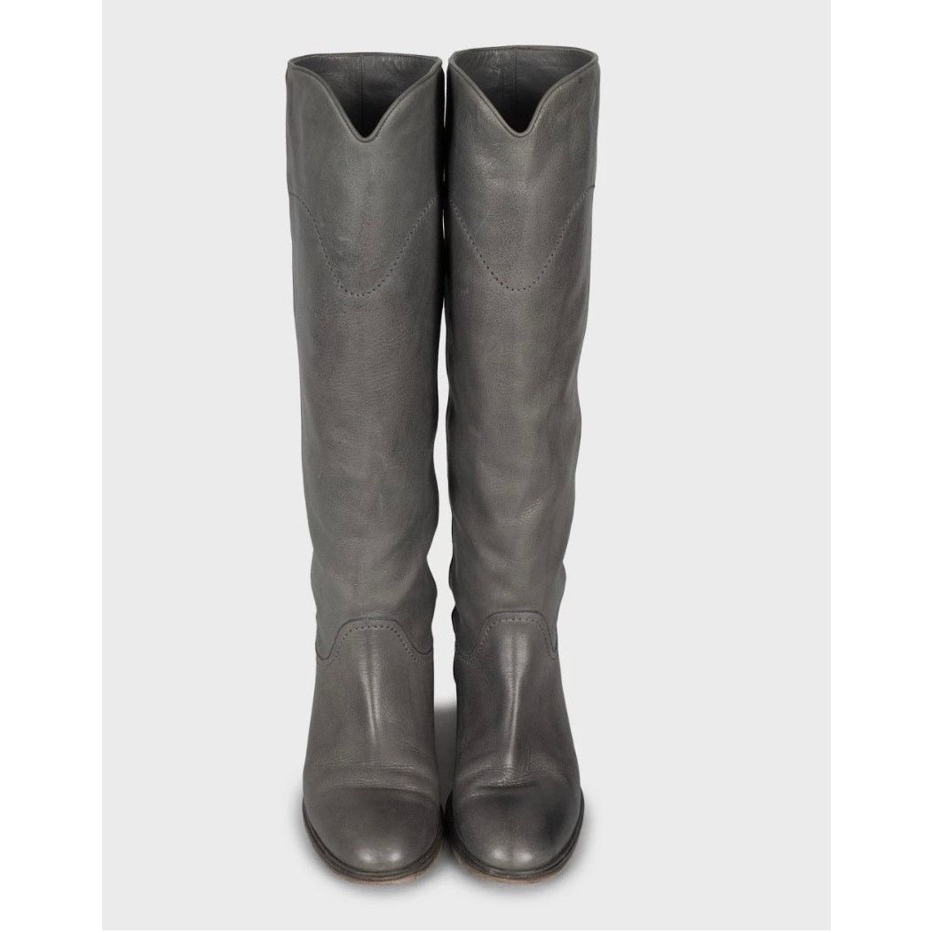 Chanel Chanel Grey Iconic Logo Leather Boots - EU 37.5 Size US 6.5 / IT 36.5 - 2 Thumbnail