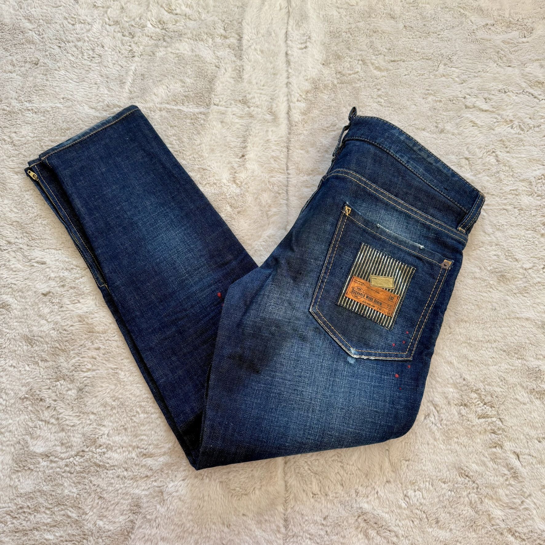 Dsquared2 Dsquared2 Distressed Paint-Splatter Biker Jeans w/ Zipper Size US 32 / EU 48 - 3 Thumbnail