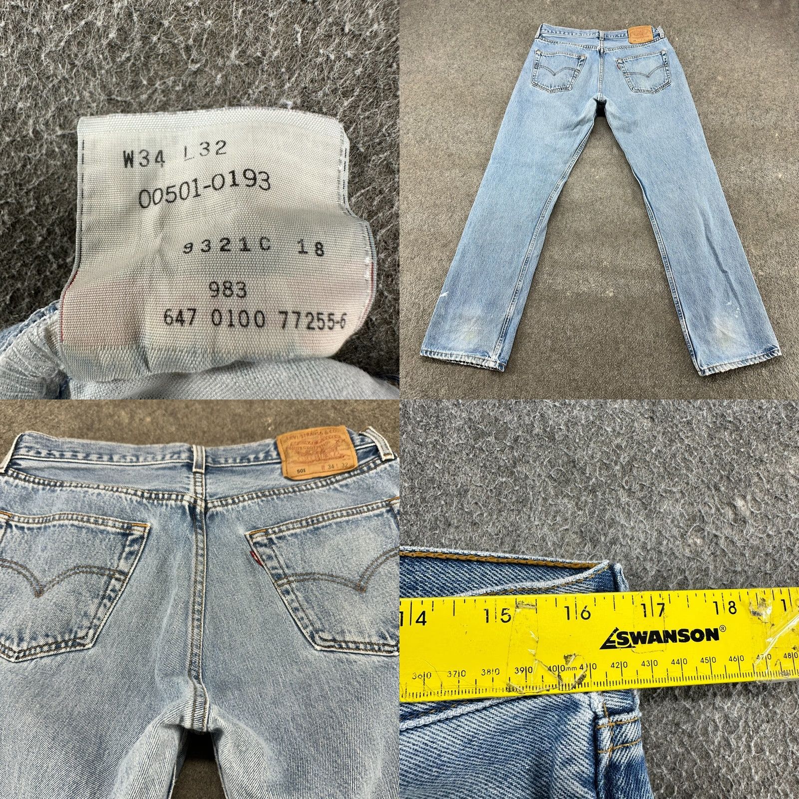 Levi's VINTAGE Levi's 501 Jeans Regular Blue Distressed Light Wash 34x32 Men Jeans Straight 5-Pocket Mens 501 Model Retro Vintage Levis 500 Series Cemented? Size US 34 / EU 50 - 9 Thumbnail