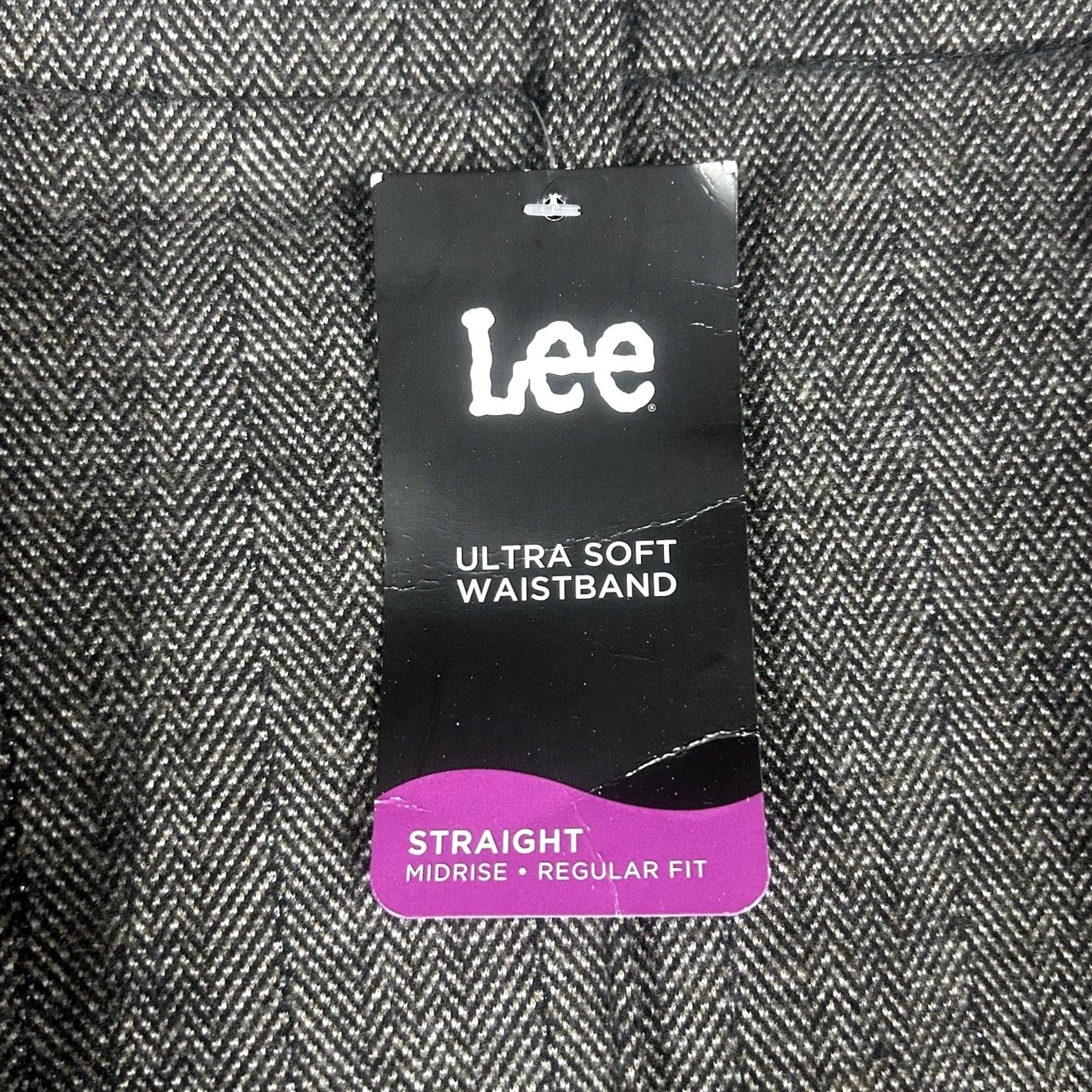 Lee Lee Dress Pants Womens 18M Grey Herringbone Flannel Straight High Rise Plus Regular Inseam 31in Satin Closure Suit Workwear Size 40" / US 18 - 3 Thumbnail