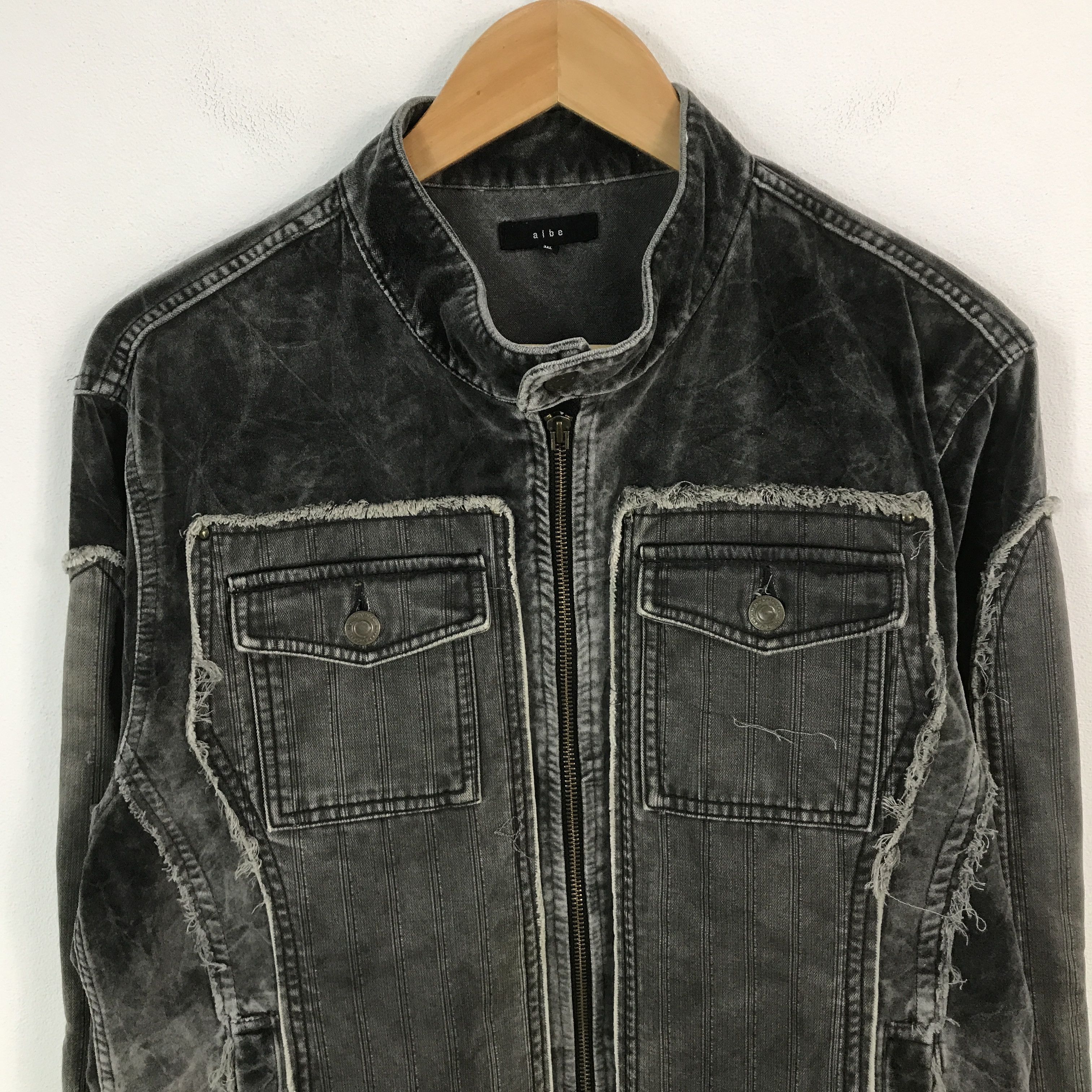 Japanese Brand Distressed style jacket albe Japan black jacket Size US L / EU 52-54 / 3 - 3 Thumbnail