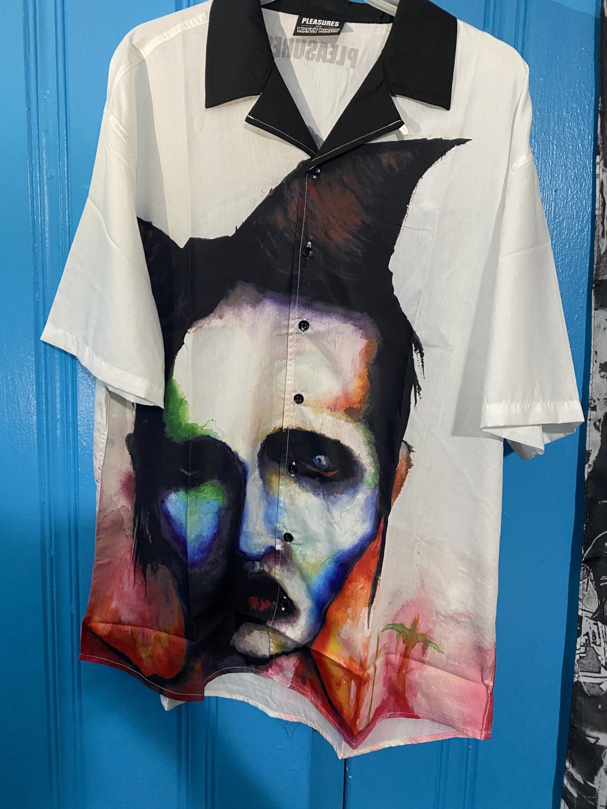 image of Pleasures X Marilyn Manson Shirt in White, Men's (Size Large)