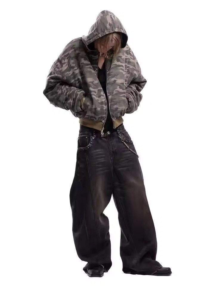 Japanese Brand Reversible Oversized Camo & Black Puffer Hoodie Size US S / EU 44-46 / 1 - 3 Thumbnail