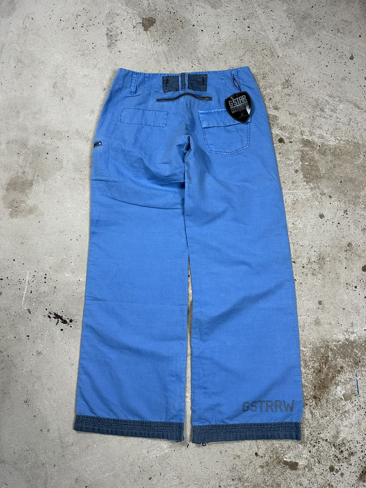G-Star × Japanese Brand × Vintage Vintage Y2K G Star Raw Baggy Blue Custom Army Pant Zippers Size US 31 - 2 Thumbnail