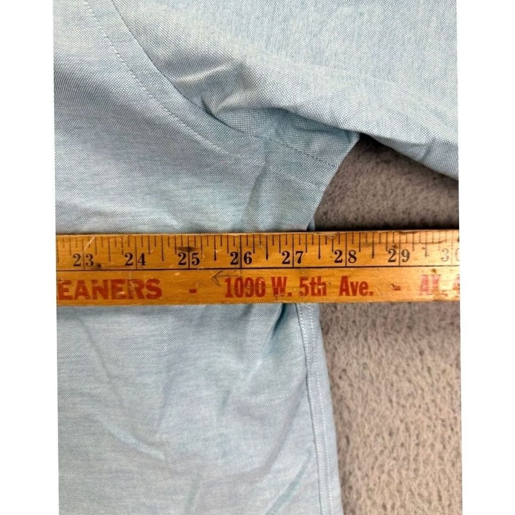 Van Heusen Van Heusen Dress Shirt Men 18 Blue Short Sleeve Pocket Button-Down Collared Casual Business Size 48R - 6 Thumbnail