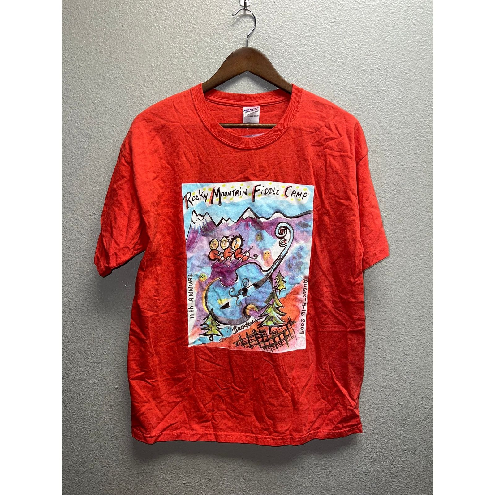 Gildan Rocky Mountain Fiddle Camp Shirt Red Graphic Music Tee Large Size US L / EU 52-54 / 3 - 1 Thumbnail