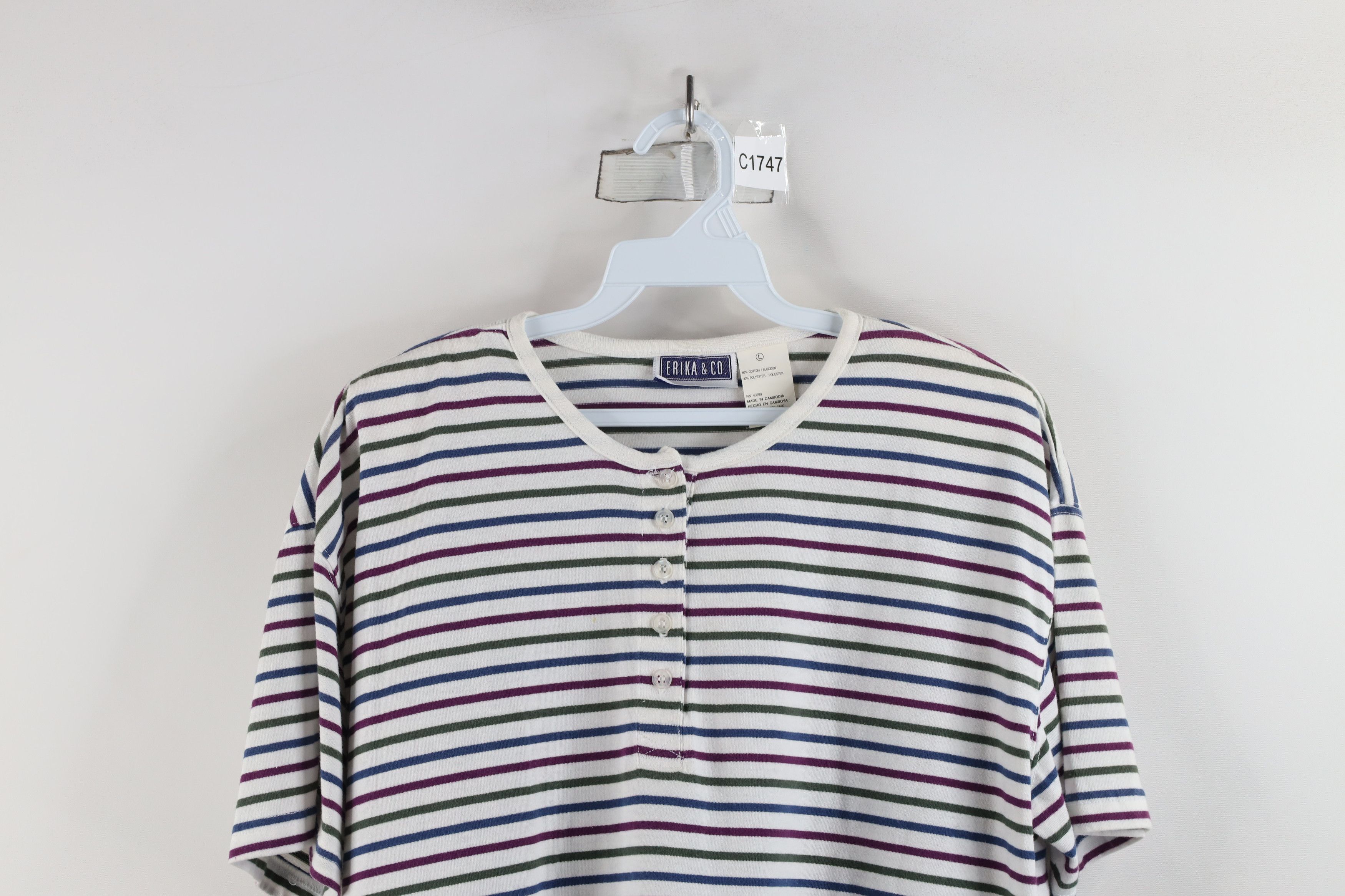 Vintage Vintage 90s Streetwear Knit Short Sleeve Henley T-Shirt Size L / US 10 / IT 46 - 2 Thumbnail