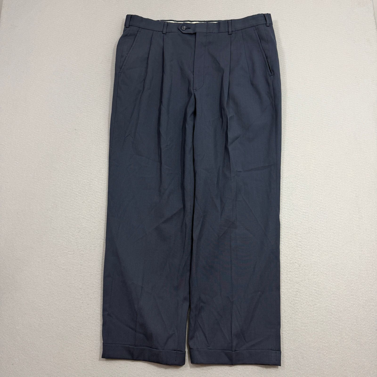 Vintage Vintage Palm Beach Pleated Trousers Men's 36x30 Blue 80s Size US 36 / EU 52 - 1 Thumbnail