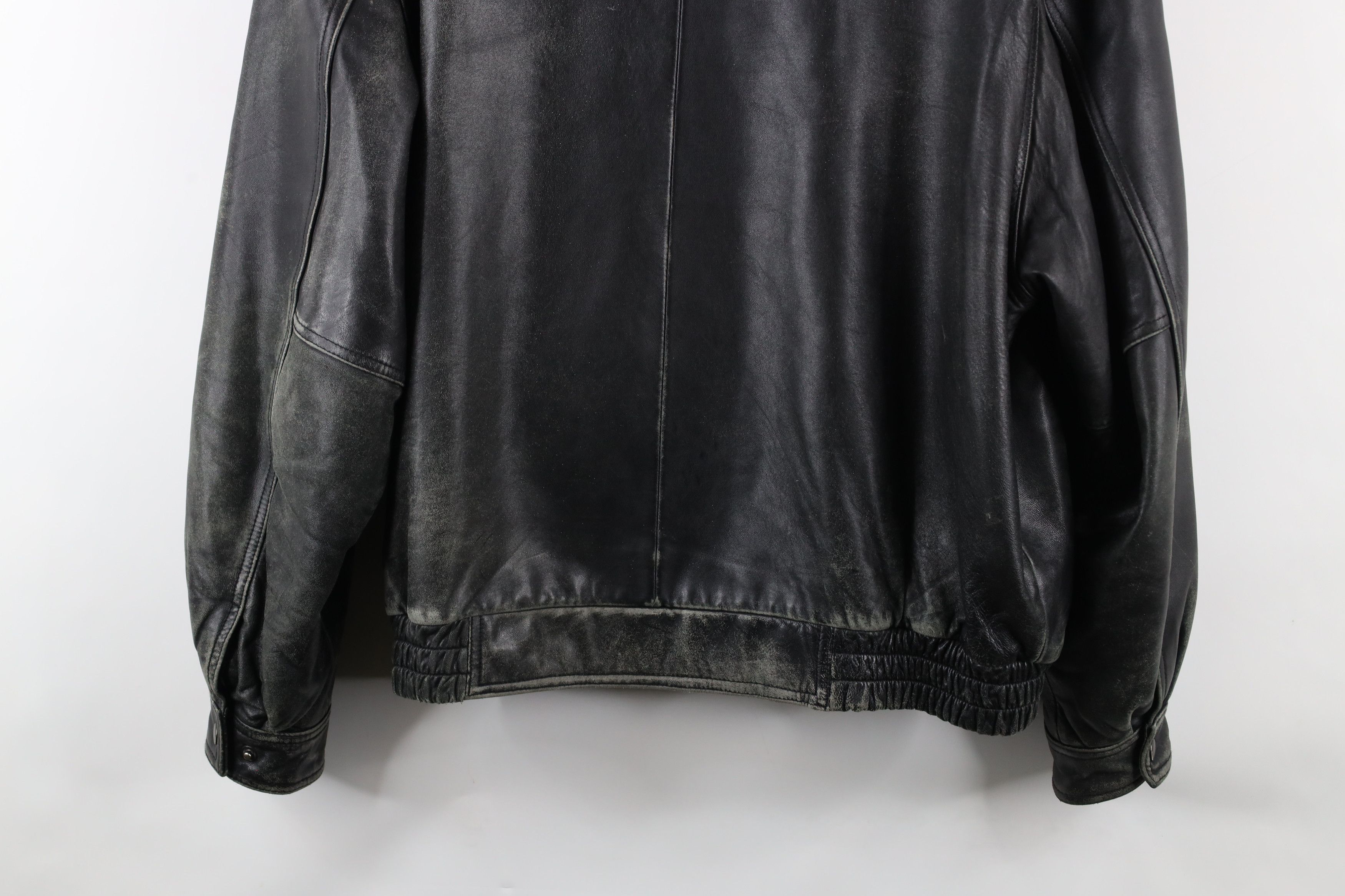 Vintage Vintage 90s Streetwear Leather Flight Bomber Jacket Black Size ONE SIZE - 14 Thumbnail