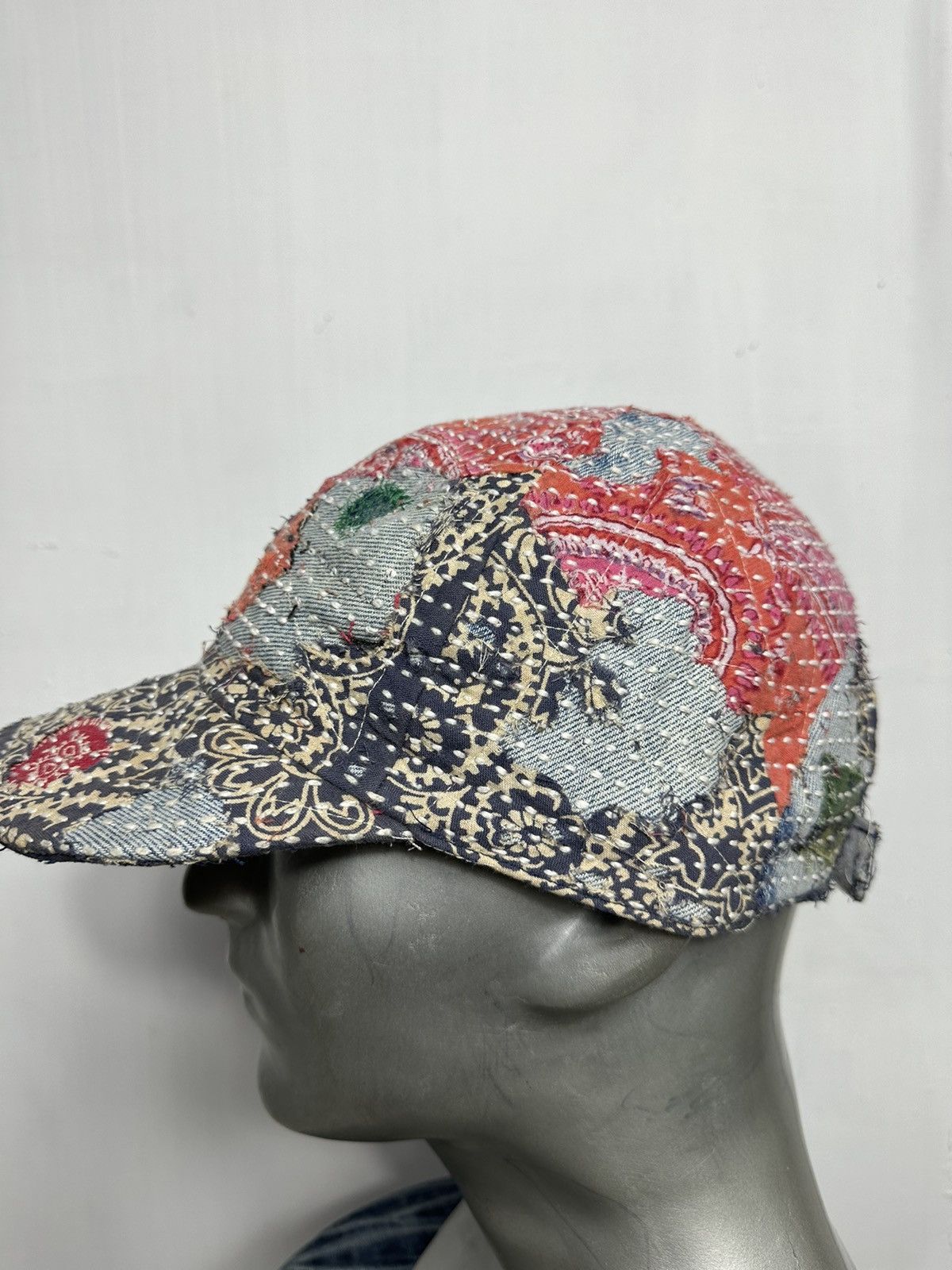 Handmade Custom Made Distressed Paisley Patchwork Boro hats Size ONE SIZE - 2 Thumbnail