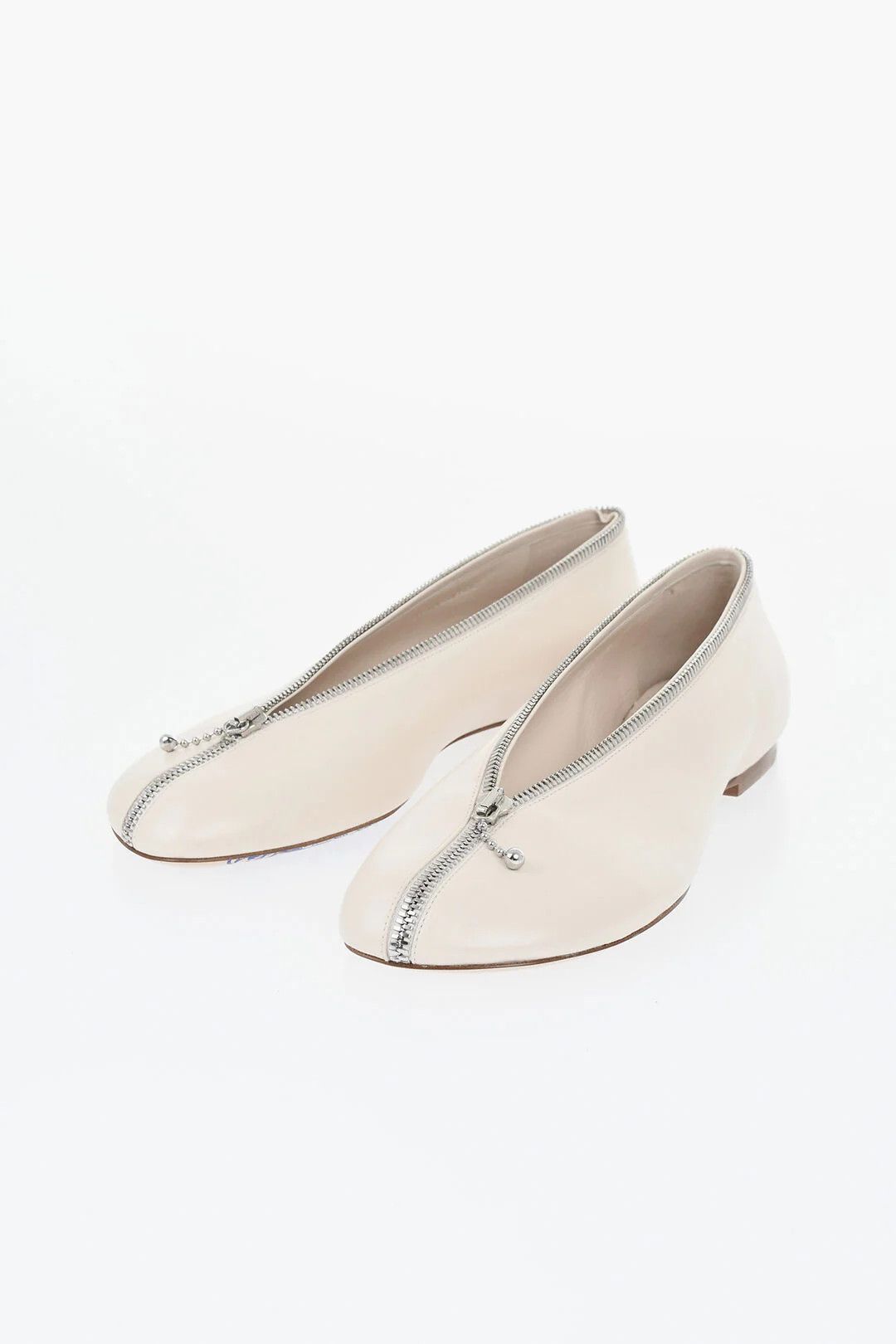 Burberry og1mm0426 Zip-Up Leather Ballet Flats in Beige Size US 6 / IT 36 - 4 Thumbnail