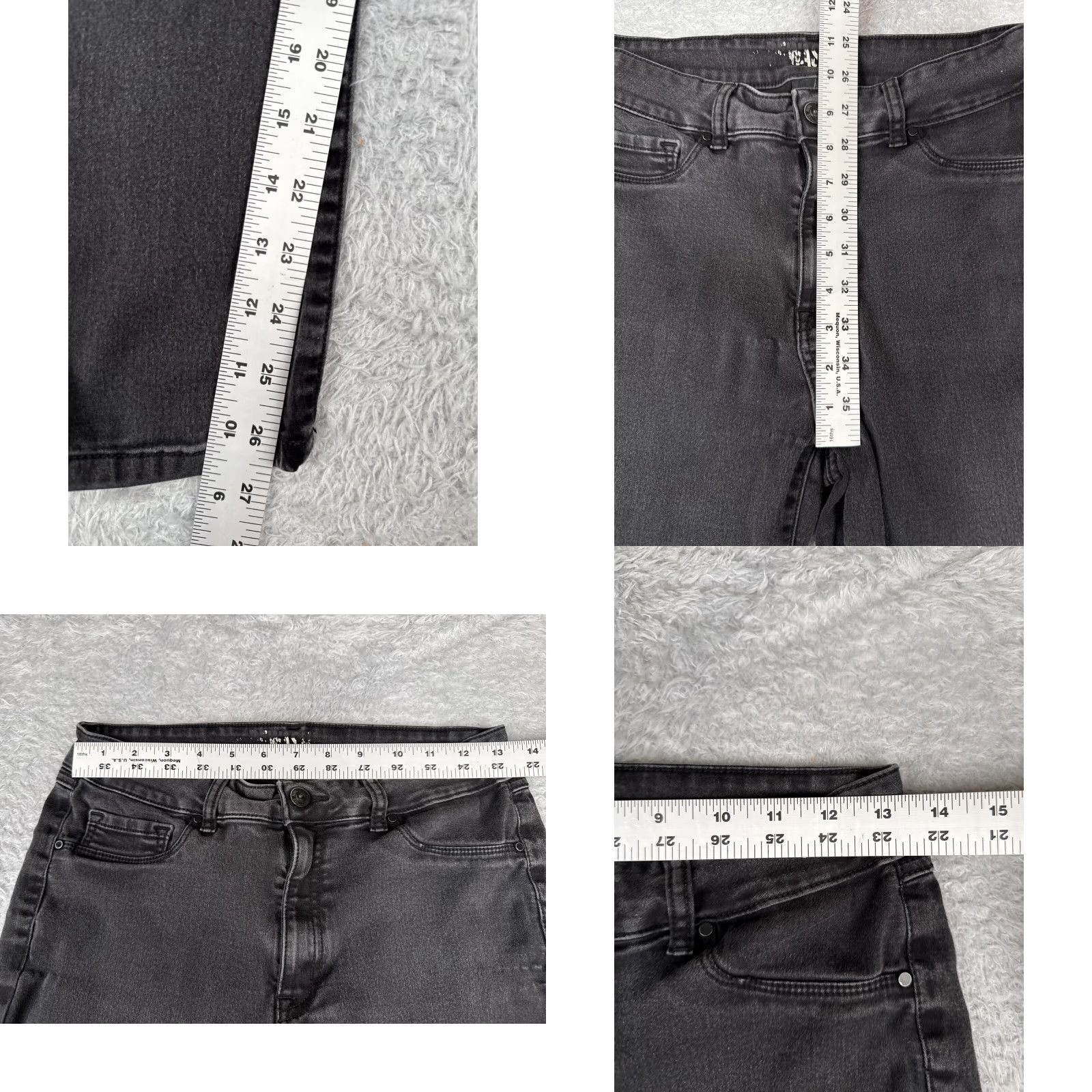 Vintage Rewash Jeans Womens Juniors 9 Black Skinny Denim Mid Rise Cotton Blend 26x27 90s Retro Size 30" / US 8 / IT 44 - 8 Thumbnail