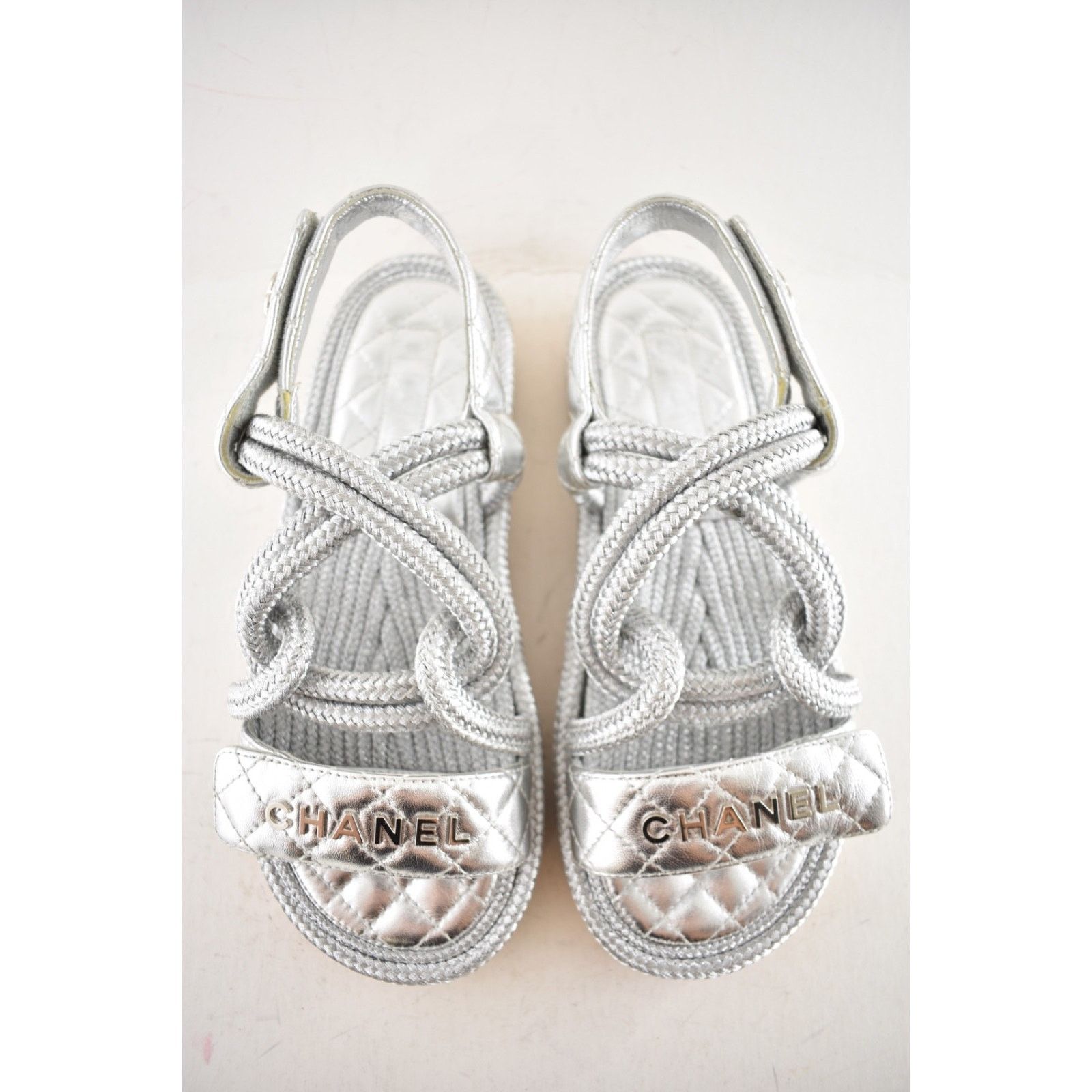 Chanel Chanel 20S Silver Cord Rope CC Logo Quilted Ankle Strap Size US 6 / IT 36 - 11 Thumbnail