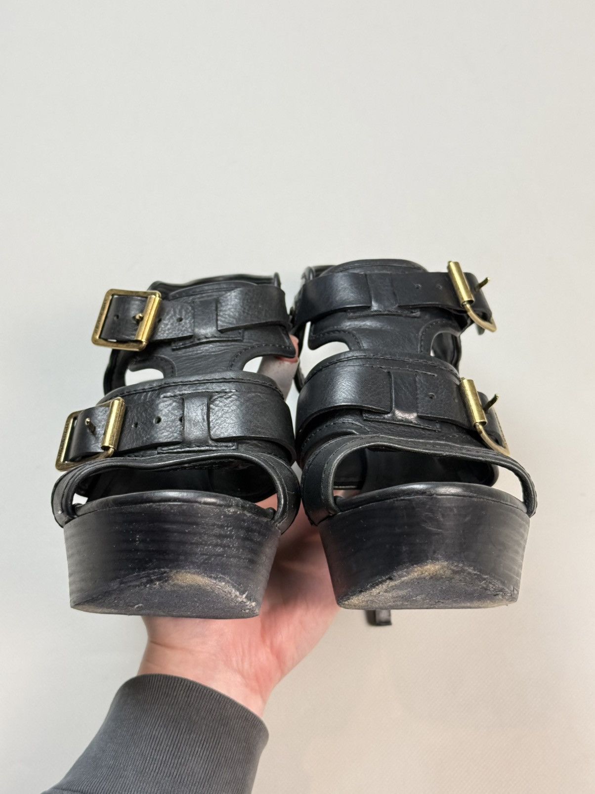 Burberry Burberry Black Leather Strappy Stiletto Buckle Heels Shoes Size US 10 / IT 40 - 20 Thumbnail