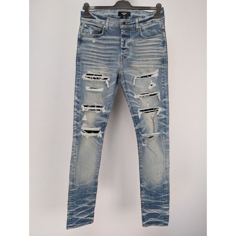 Amiri o1rshd1 Sequin Thrasher Jeans in Vintage Indigo Size US 33 - 2 Thumbnail