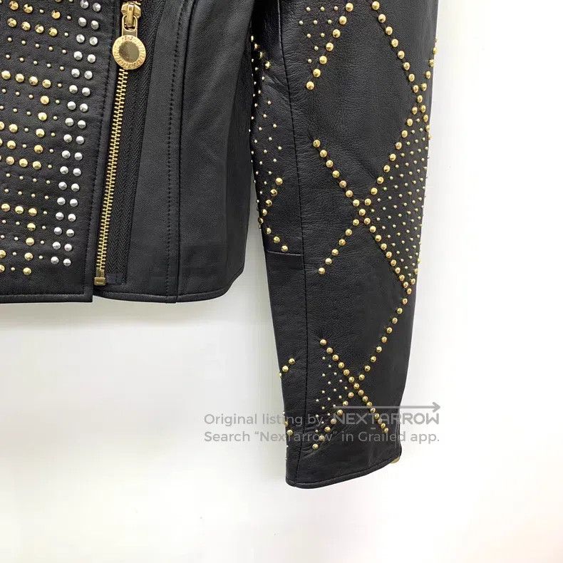 Versace Versace Black rivets embellished with sheepskin lapels Size US XS / EU 42 / 0 - 4 Thumbnail