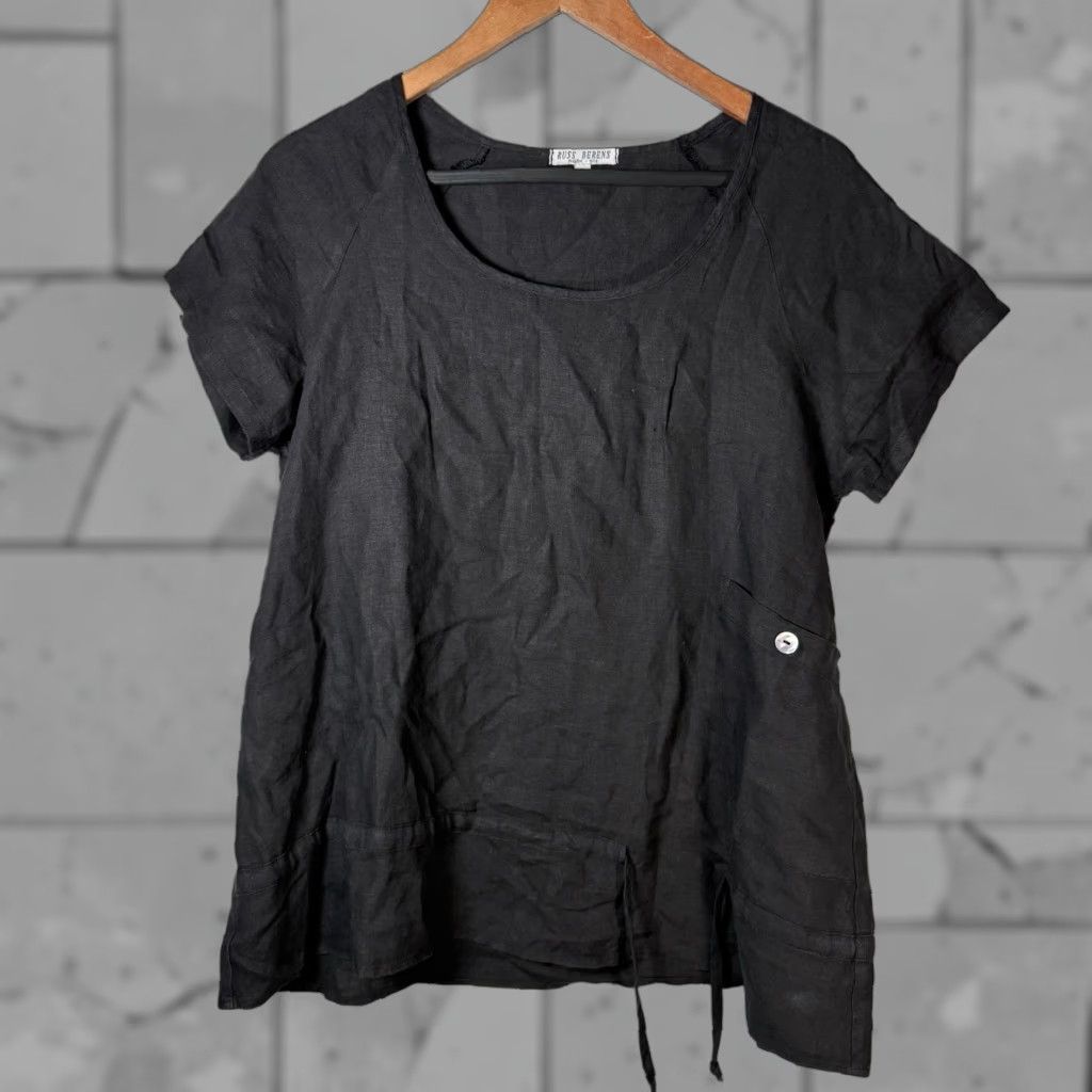 Vintage Russ Berens Womens Size S Black 100% Linen Casual Shirt Size S / US 4 / IT 40 - 1 Thumbnail