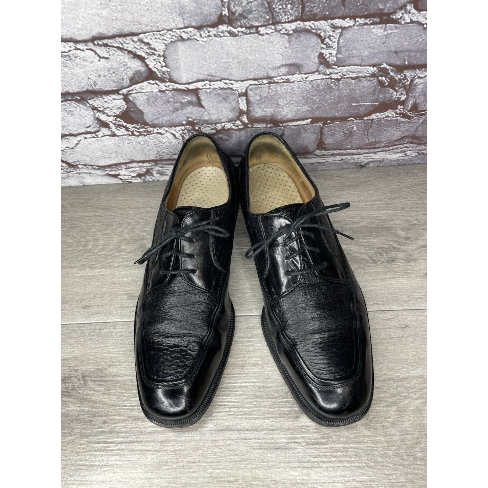 Johnston & Murphy Johnston & Murphy Black Leather Square Toe Italy Dress Shoe Size US 10 / EU 43 - 2 Thumbnail