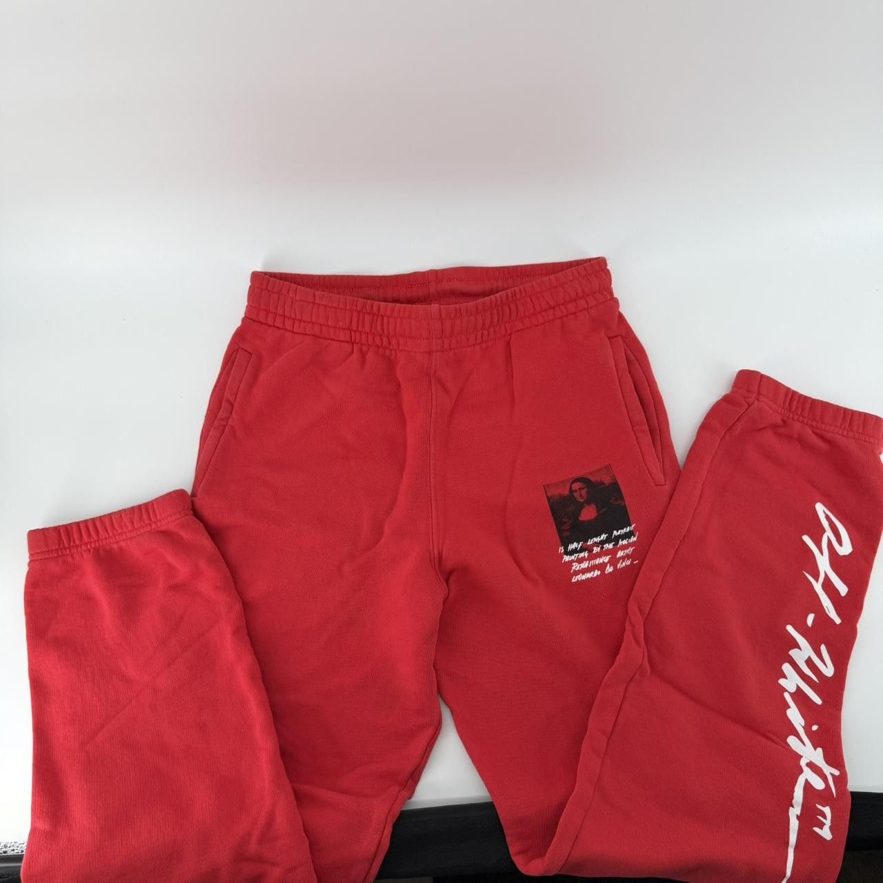 Off-White Off-White c/o Virgil Abloh SS19 Red Mona Lisa Print Joggers Size US 28 / EU 44 - 2 Thumbnail