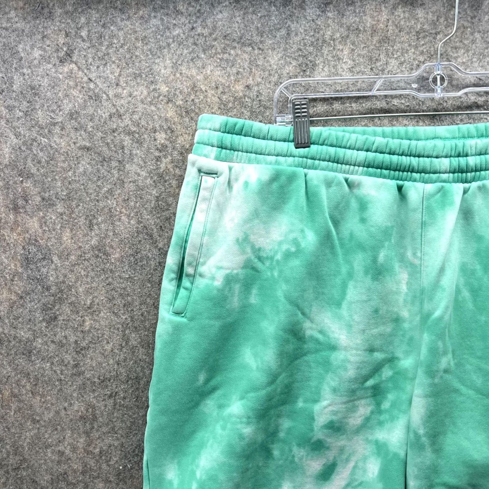 Adidas Adidas Shorts Men 2XL Teal Blue Tie Dye Fleece Elastic Waist Trefoil – Casual, Travel, Blue, 2XL, Regular Fit, Polyester, Inseam 7 in Size US 39 - 6 Thumbnail