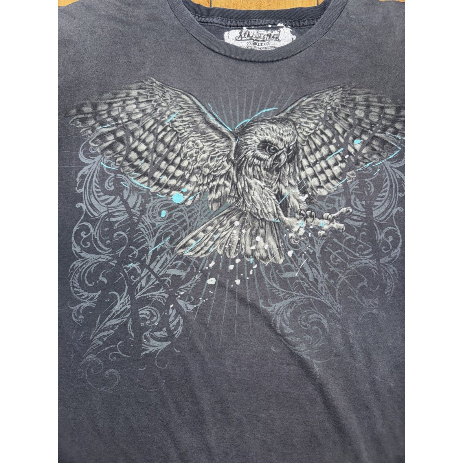 Band Tees × The Mountain × Vintage Vintage Y2K Owl Graphic T-Shirt XL Black Animal Print 26x29 Size US XL / EU 56 / 4 - 2 Thumbnail