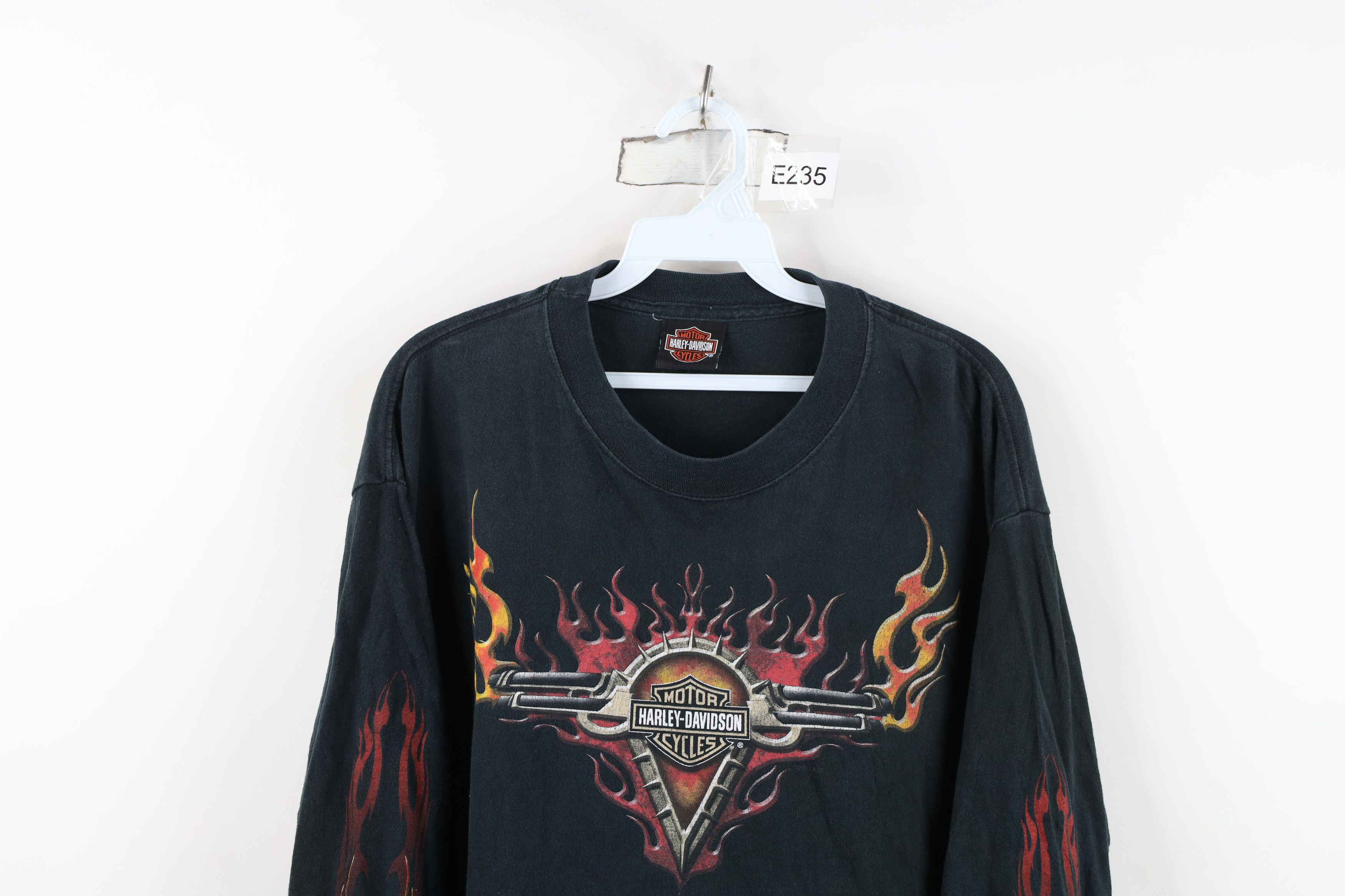 Harley Davidson Vintage Harley Davidson Flames Long Sleeve T-Shirt Black Size US M / EU 48-50 / 2 - 2 Thumbnail