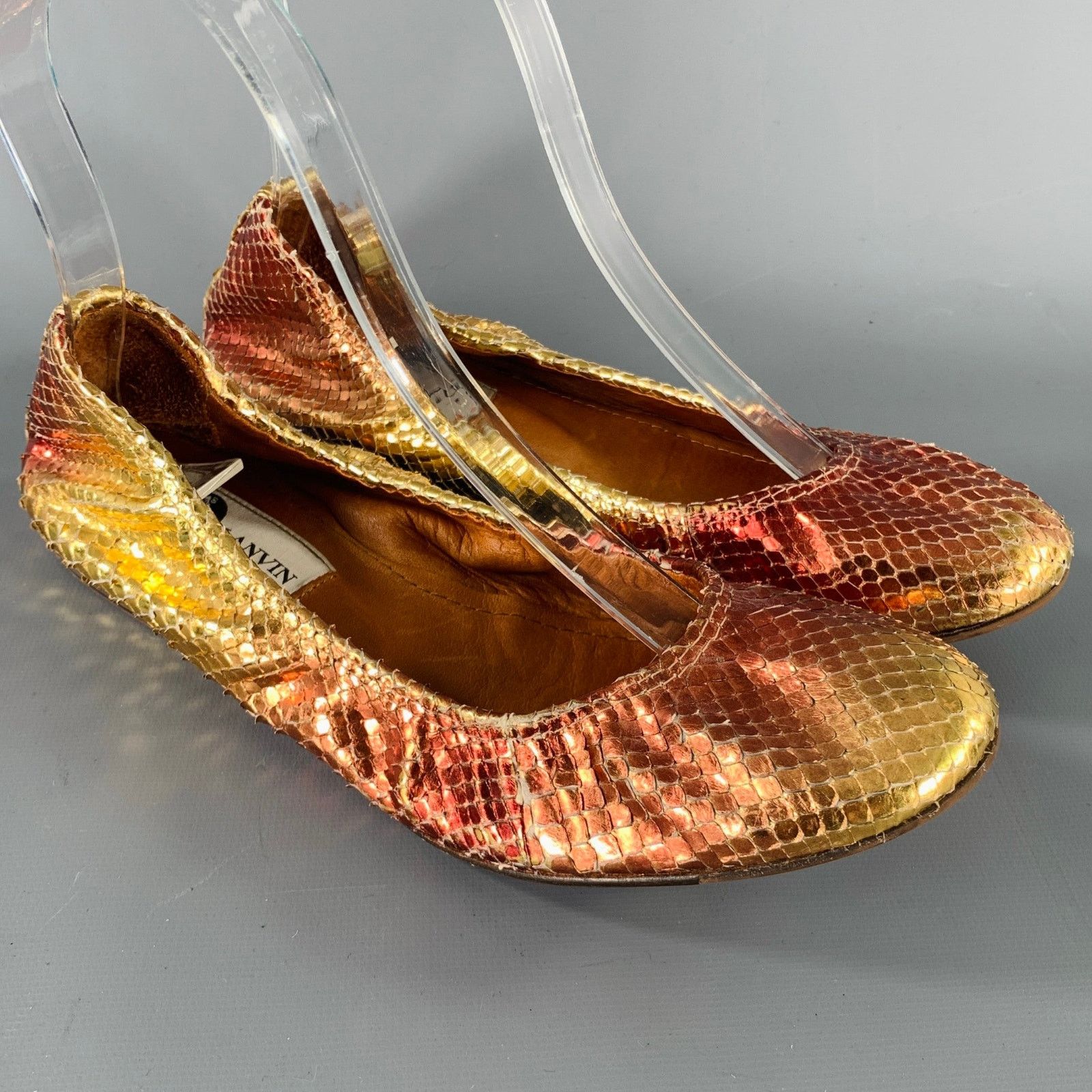 Lanvin LANVIN Size 6.5 Gold Pink Snake Skin Ballet Flats Size US 6.5 / IT 36.5 - 1 Thumbnail