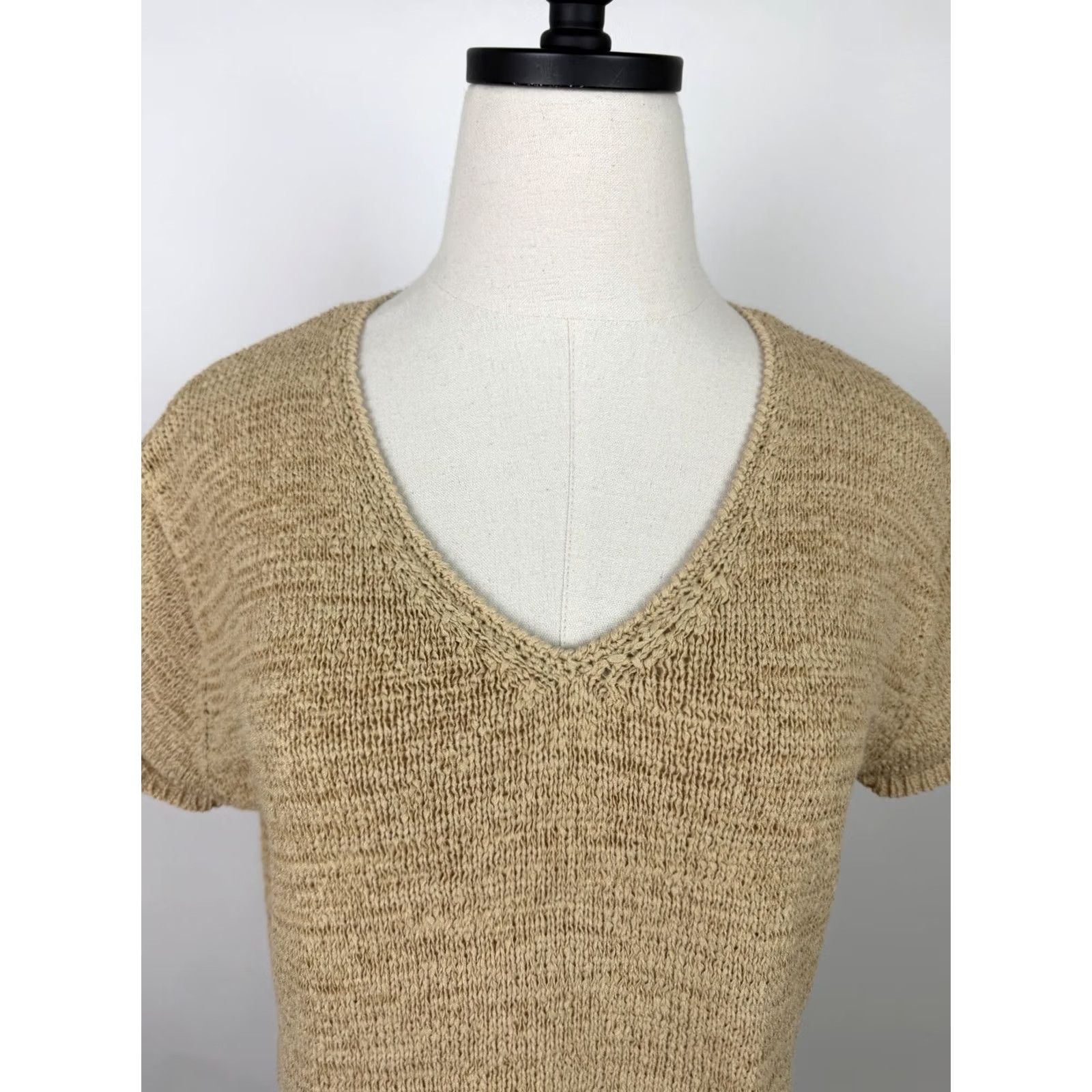 Vintage Vintage Finity Beige 90s Knit Top Sweater V-Neck Pullover Womens M Size M / US 6-8 / IT 42-44 - 4 Thumbnail