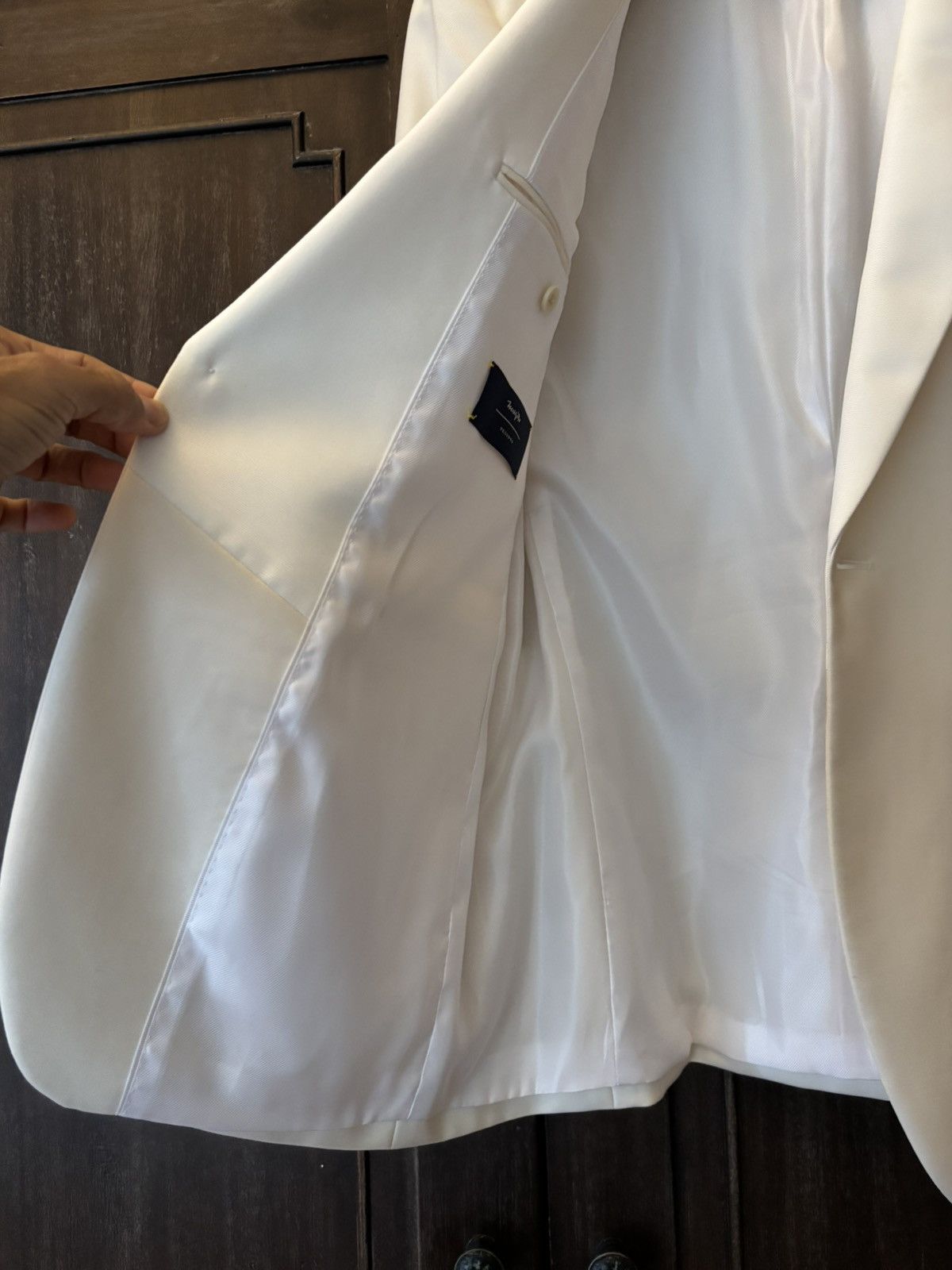 Banana Republic Off-White Slim Fit Tuxedo Jacket Size 38S - 8 Thumbnail