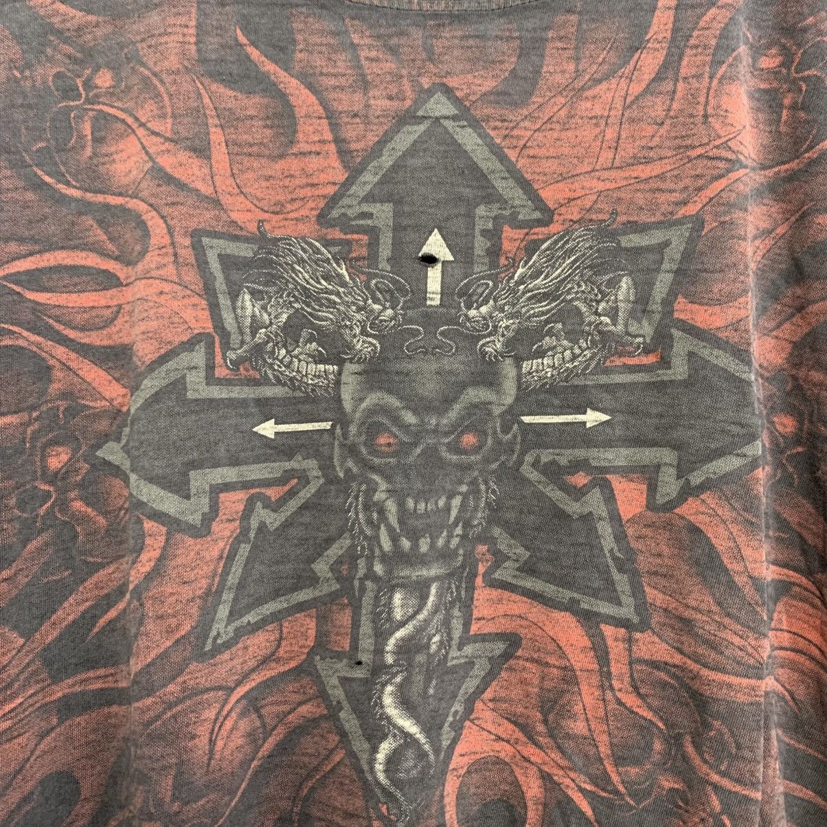 Japanese Brand Crazy Distressed Skull & Flame Tee True Vintage Style Size US L / EU 52-54 / 3 - 4 Thumbnail