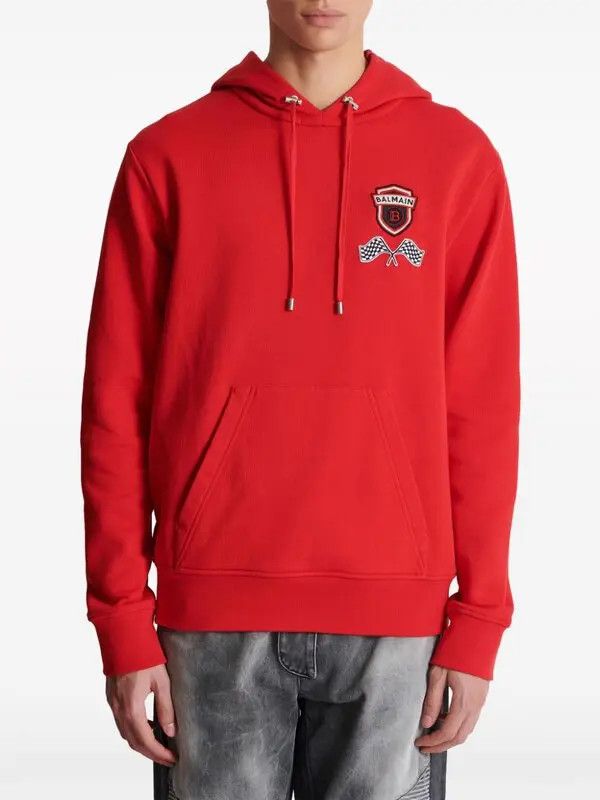 Balmain o1s1wg110925 Racing Hoodie in Red Size US XL / EU 56 / 4 - 5 Thumbnail