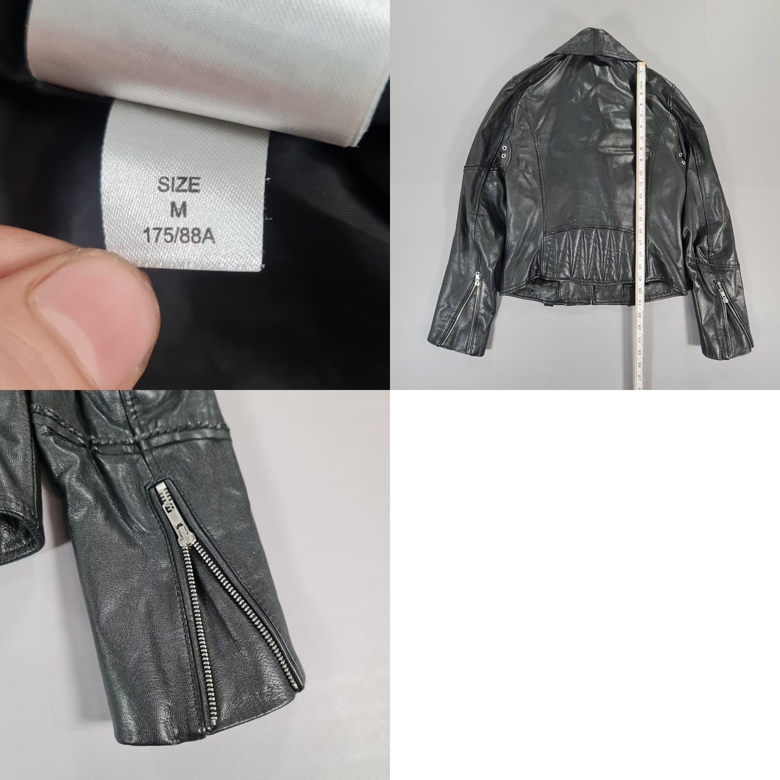 Diesel Diesel Women's Leather Jacket Black Medium Biker Goatskin Asymmetric Zip Size M / US 6-8 / IT 42-44 - 8 Thumbnail