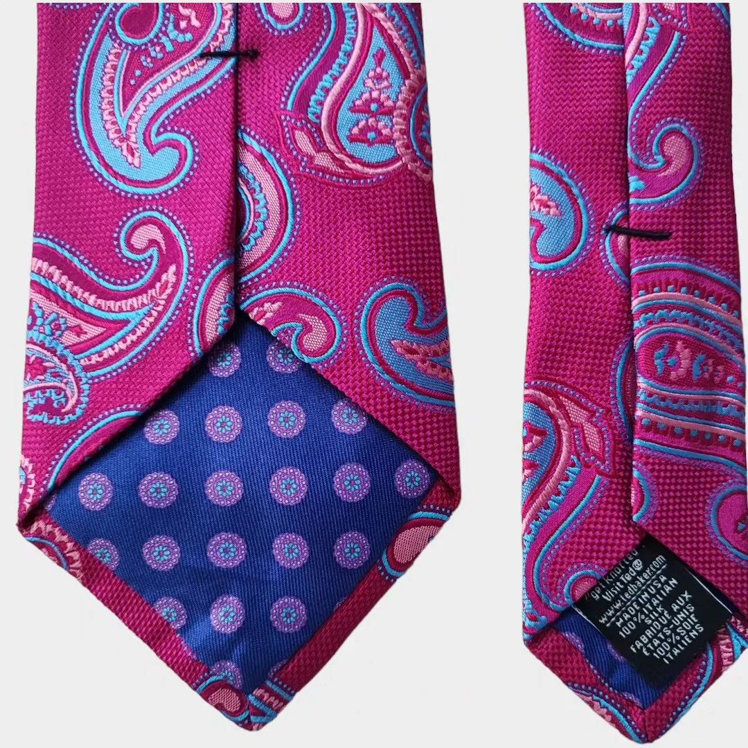 Ted Baker Ted Baker Silk Paisley Tie – Fuchsia & Blue-Fashionella Size ONE SIZE - 6 Thumbnail