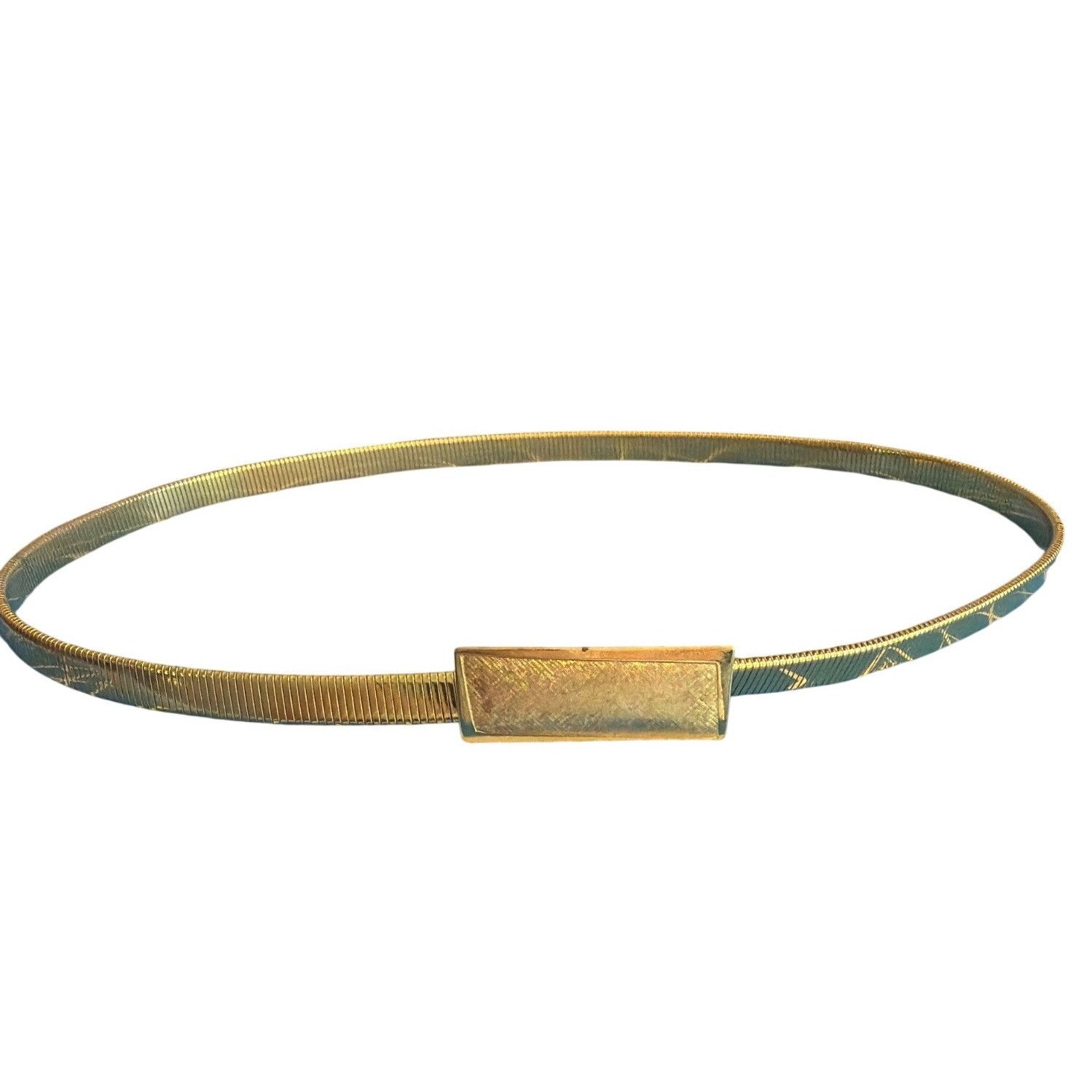 Other Vintage Gold Tone Metal Stretch Belt Rectangular Textured Bu Size ONE SIZE - 1 Thumbnail