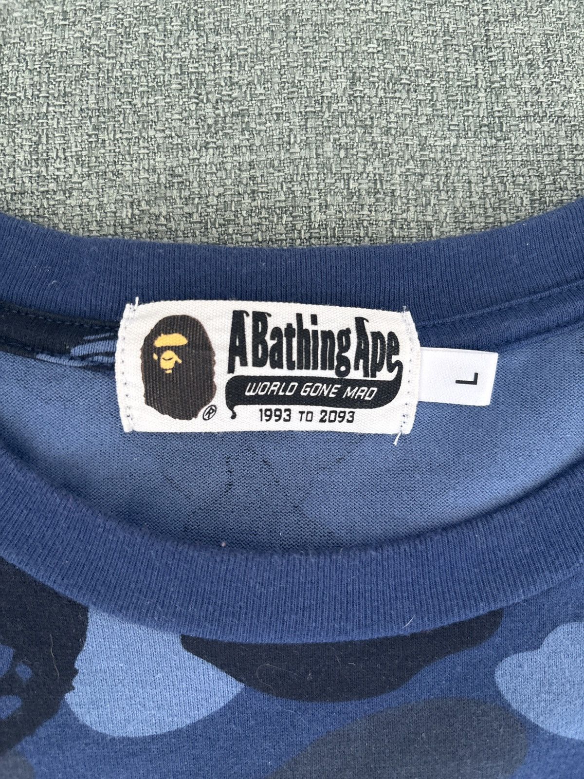 Bape Bape Blue Camo College Tee Size US L / EU 52-54 / 3 - 3 Thumbnail