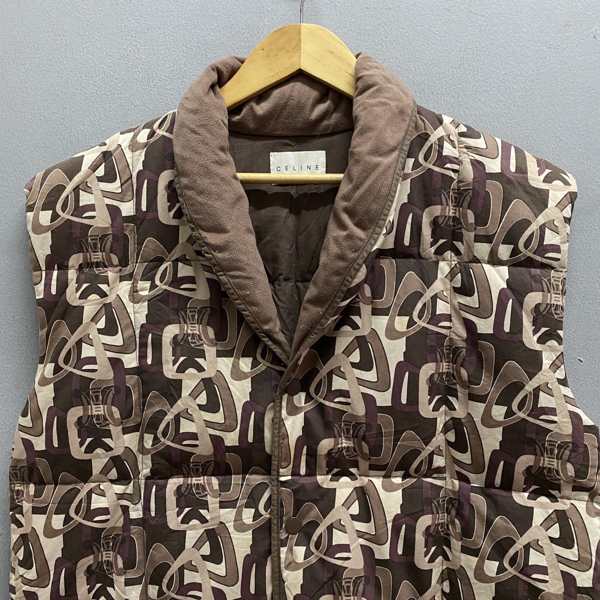 Celine VTG Celine Macadam Print Shawl Collar Padded Pufferr Vest Size US L / EU 52-54 / 3 - 2 Thumbnail