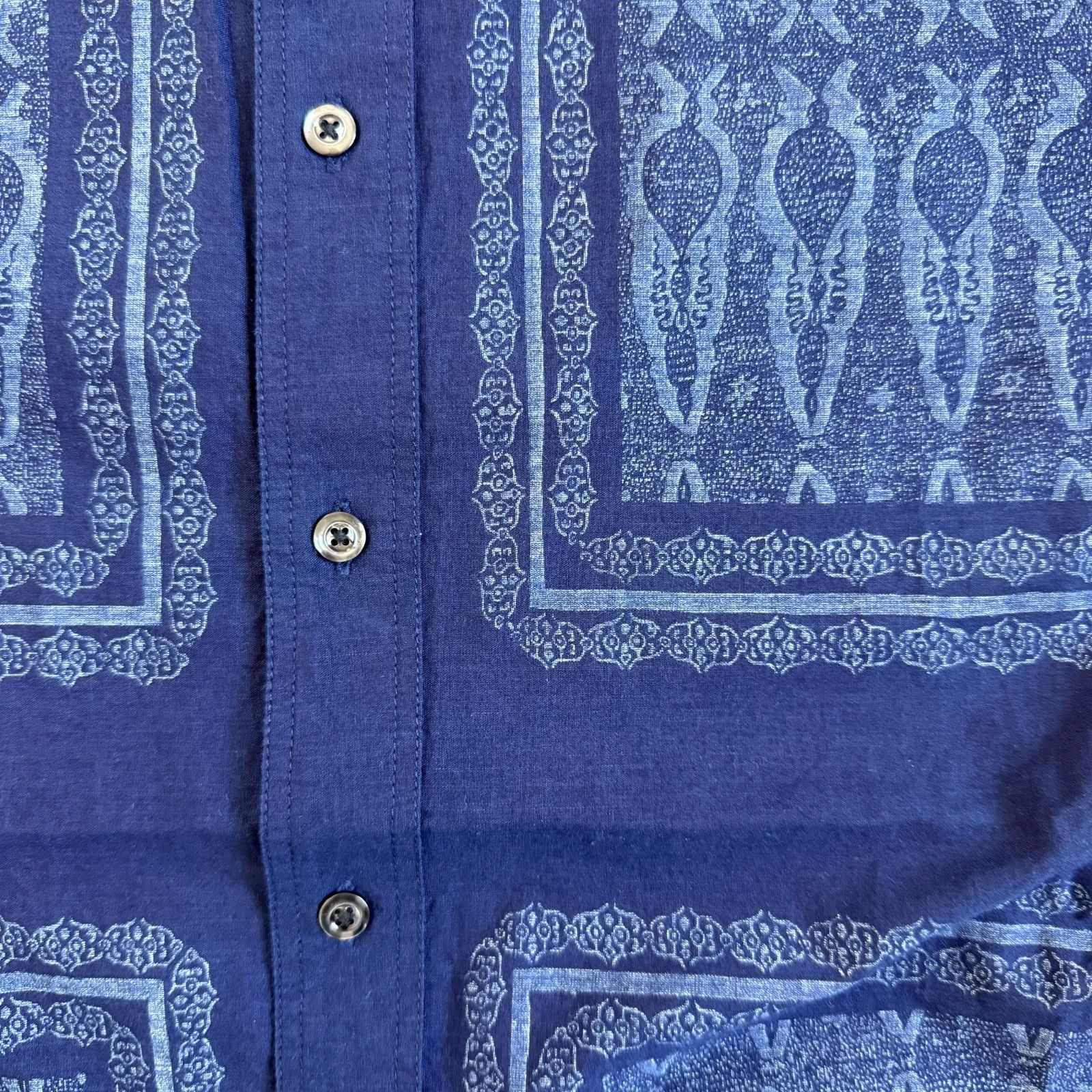 Billy Reid Billy Reid Blue Indigo Treme Block Short Sleeve Shirt Size US S / EU 44-46 / 1 - 6 Thumbnail