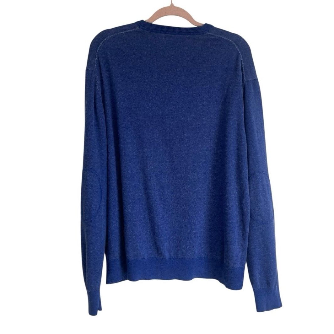 Cremieux Cremieux Classics Mens Blue V-Neck Elbow Patch Sweater Size US XL / EU 56 / 4 - 3 Thumbnail