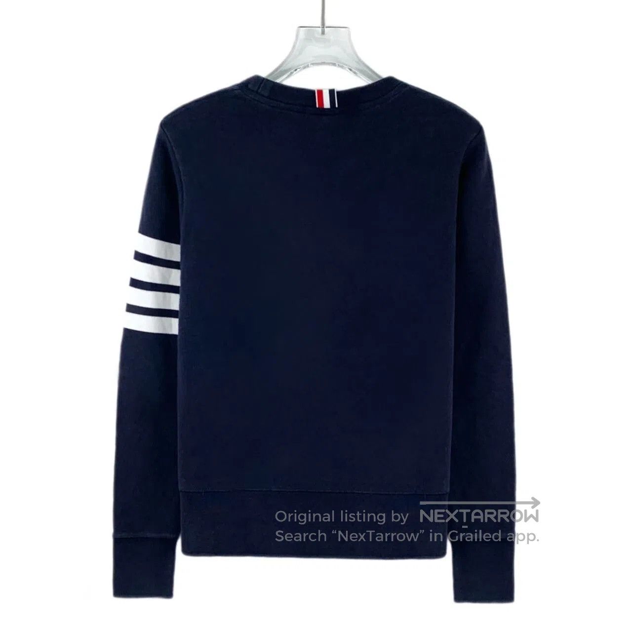 Thom Browne Thom Browne Navy classic four-stripe cotton crew neck long Size US XS / EU 42 / 0 - 2 Thumbnail