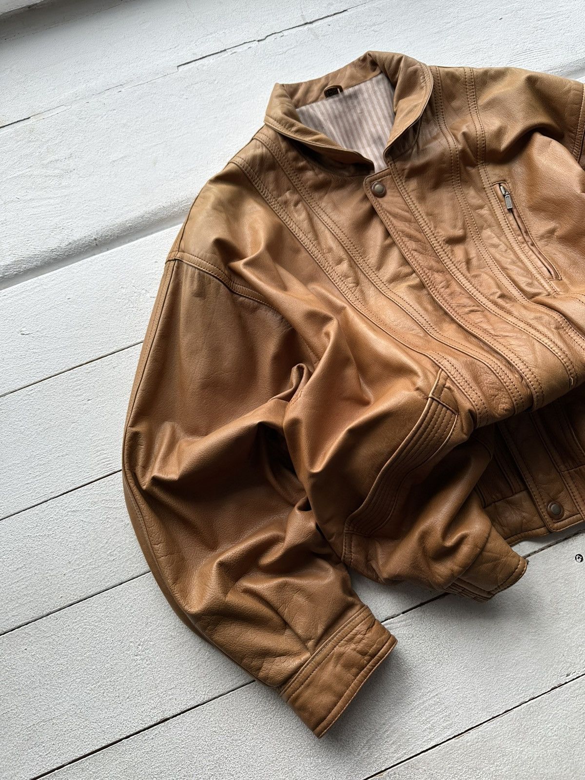 Vintage VNTG🚨 LEATHER JACKET CROPPED AVANT GARDE Y2K MOTO COWBOY Size US L / EU 52-54 / 3 - 2 Thumbnail