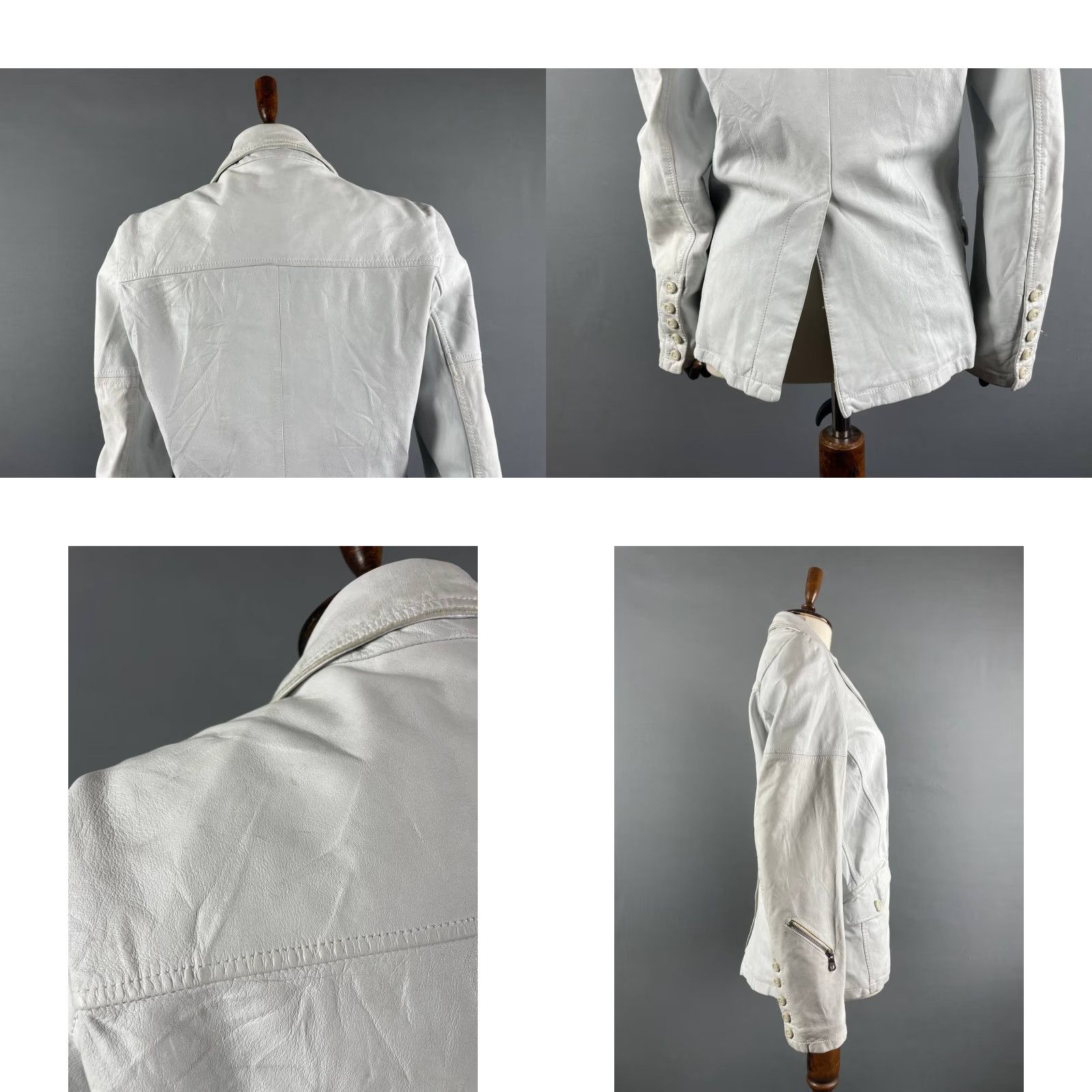 Diesel Diesel Blazer Jacket Womens S White Leather Long Sleeve Button Dressy Casual 90s Modern Womens Size S / US 4 / IT 40 - 8 Thumbnail