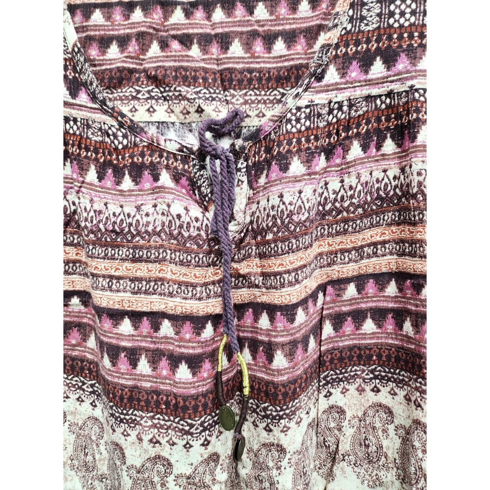 Billabong Billabong BOHO Peasant Tunic Top Womens S Purple Paisley 3/4 Sleeve Casual Shirt Blouse Size S / US 4 / IT 40 - 2 Thumbnail