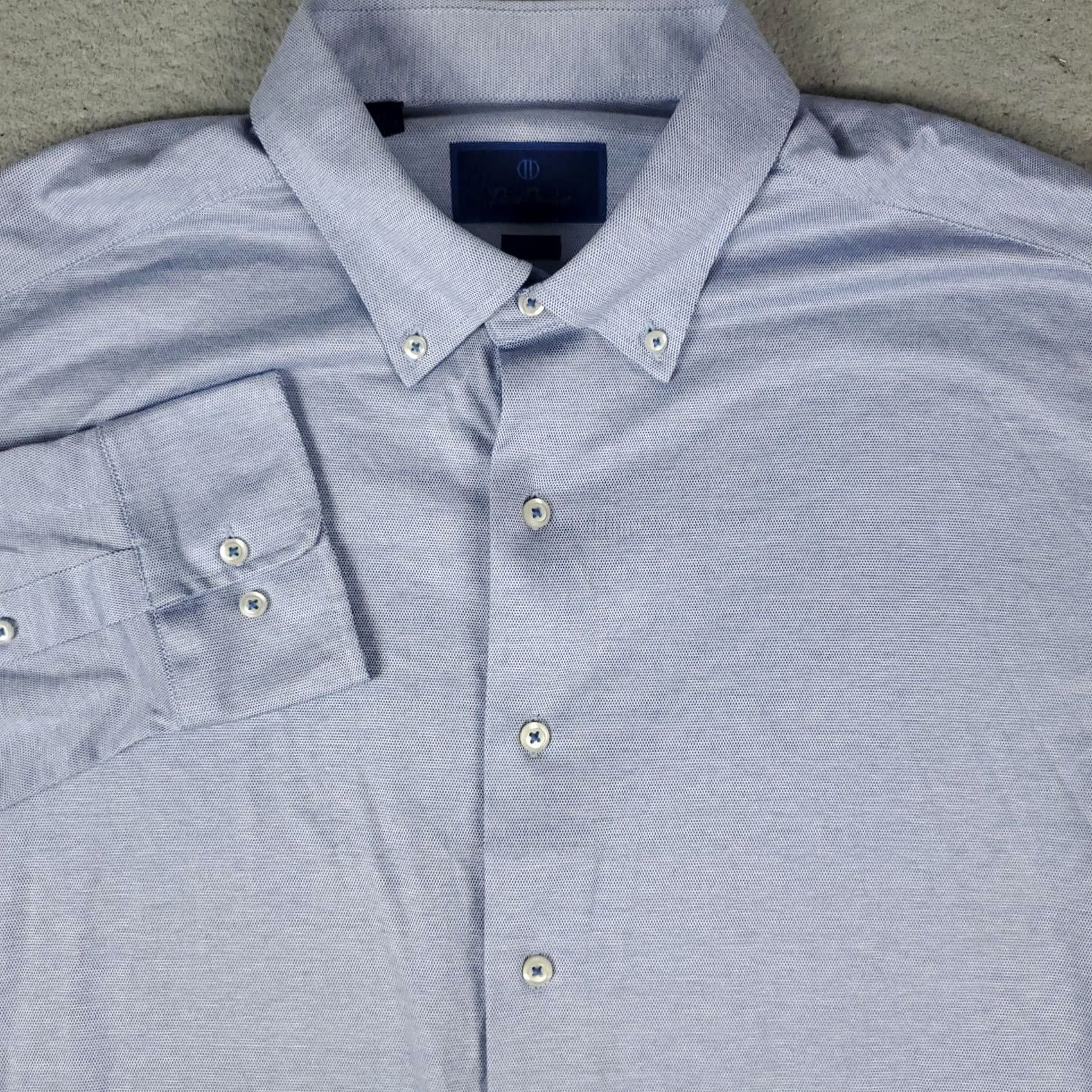 David Donahue David Donahue Shirt Mens Size 18 Blue Dress Button Up Long Sleeve Shirt Size 48R - 2 Thumbnail
