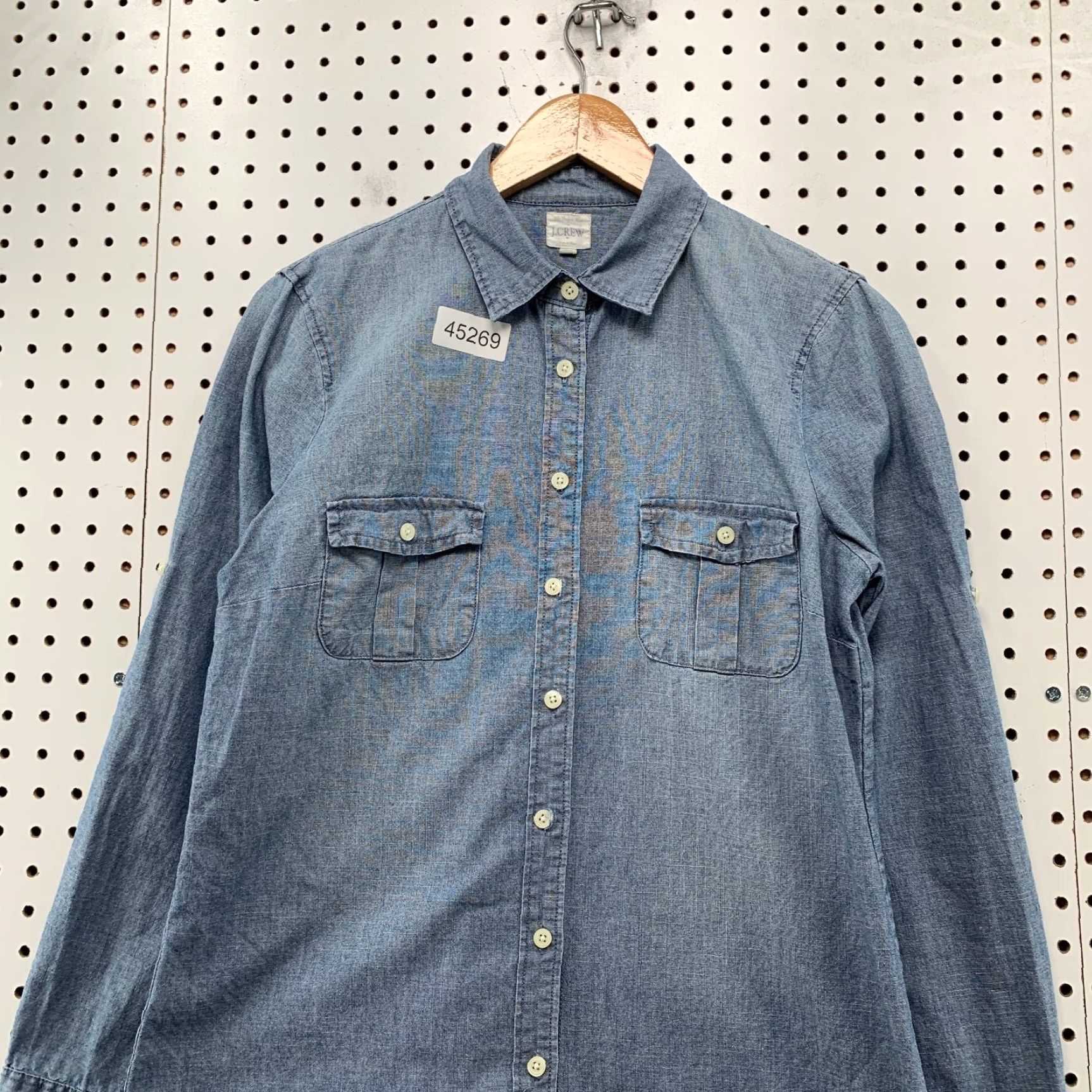 J.Crew J CREW Button-Up Shirt Womens Small Blue Denim Long Sleeve Retro Regular Size S / US 4 / IT 40 - 2 Thumbnail