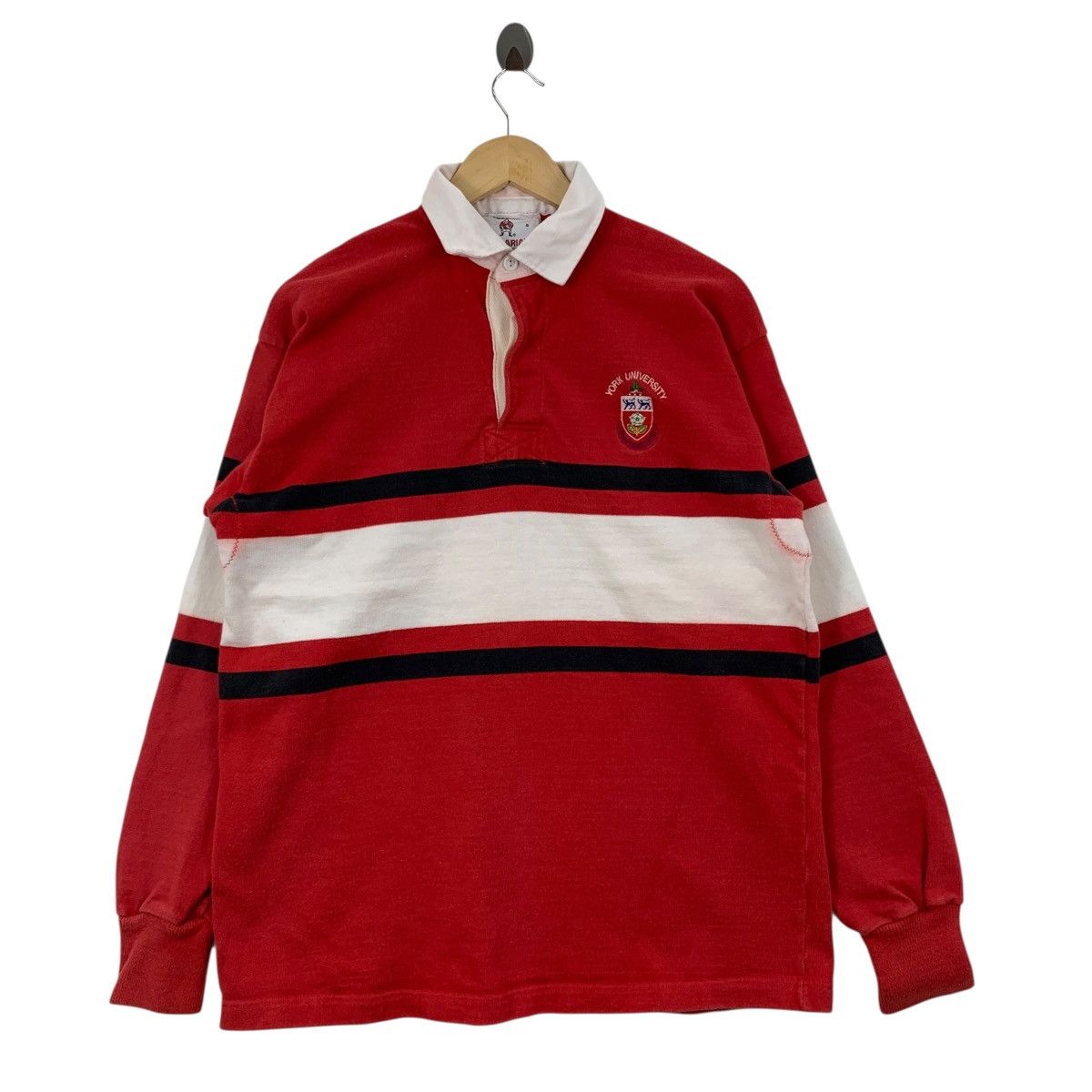 Vintage Vintage 90s YORK UNIVERSITY RUGBY Barbarian Collar Tshirt Size US L / EU 52-54 / 3 - 1 Thumbnail