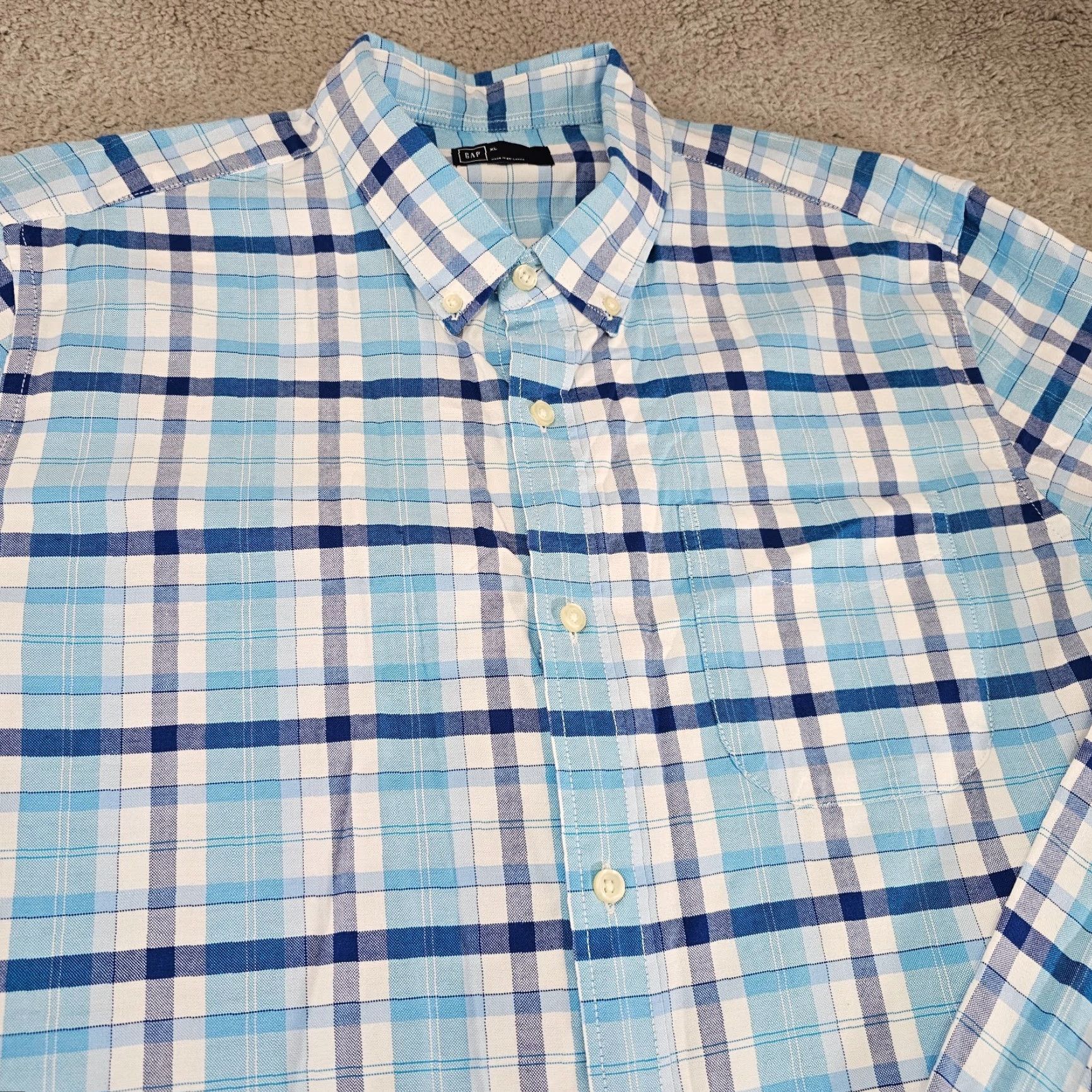 Gap GAP Shirt Mens XL Blue Check Knit Casual Button Up Long Sleeve Cotton Size US XL / EU 56 / 4 - 2 Thumbnail